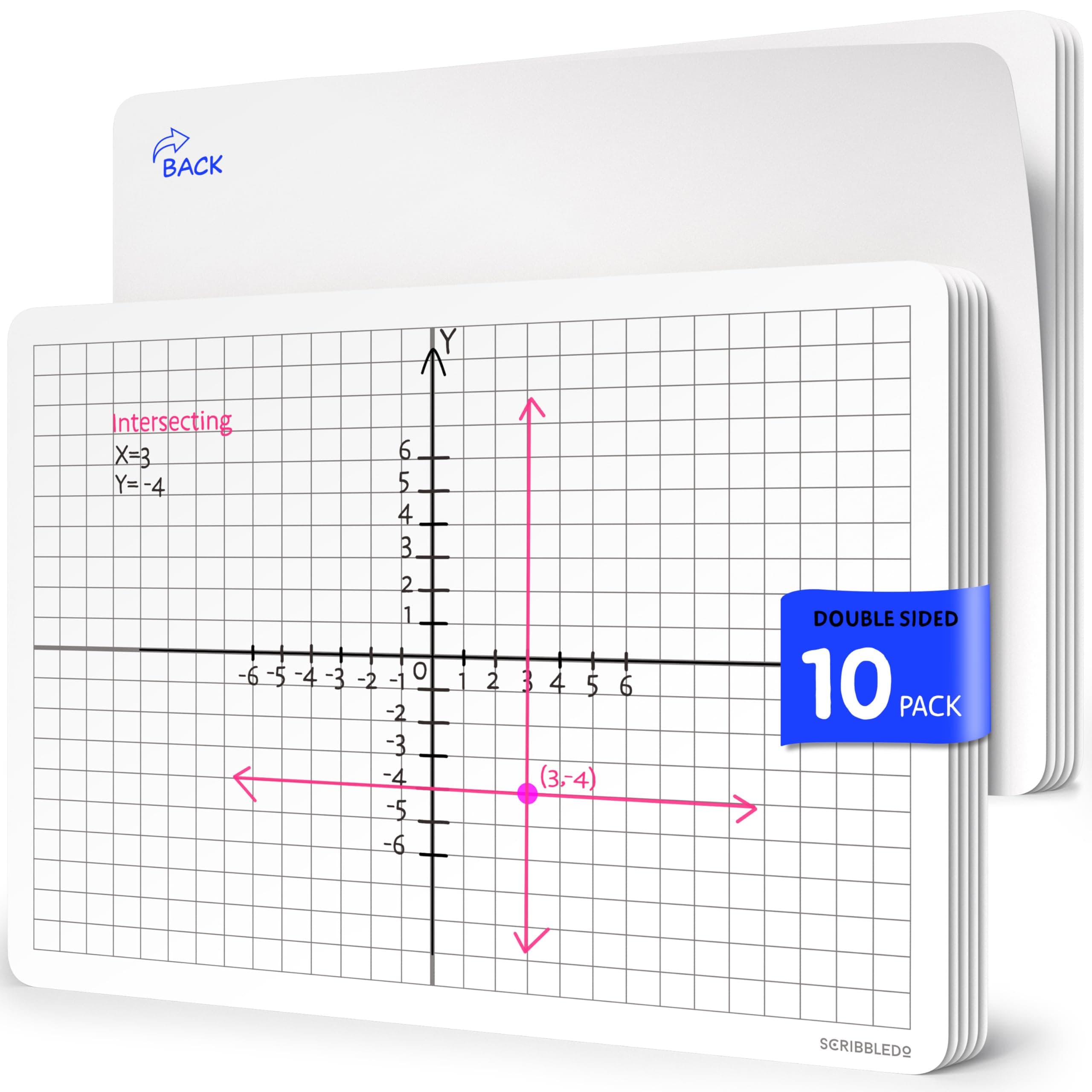 SCRIBBLEDO XY Graph Dry Erase Sheets 9”x12” Math Practice Small White Board Dry Erase Sheets Math Manipulatives Grid Whiteboard Sheets Math Supplies Homeschool Teacher Students Classroom Pack of 10
