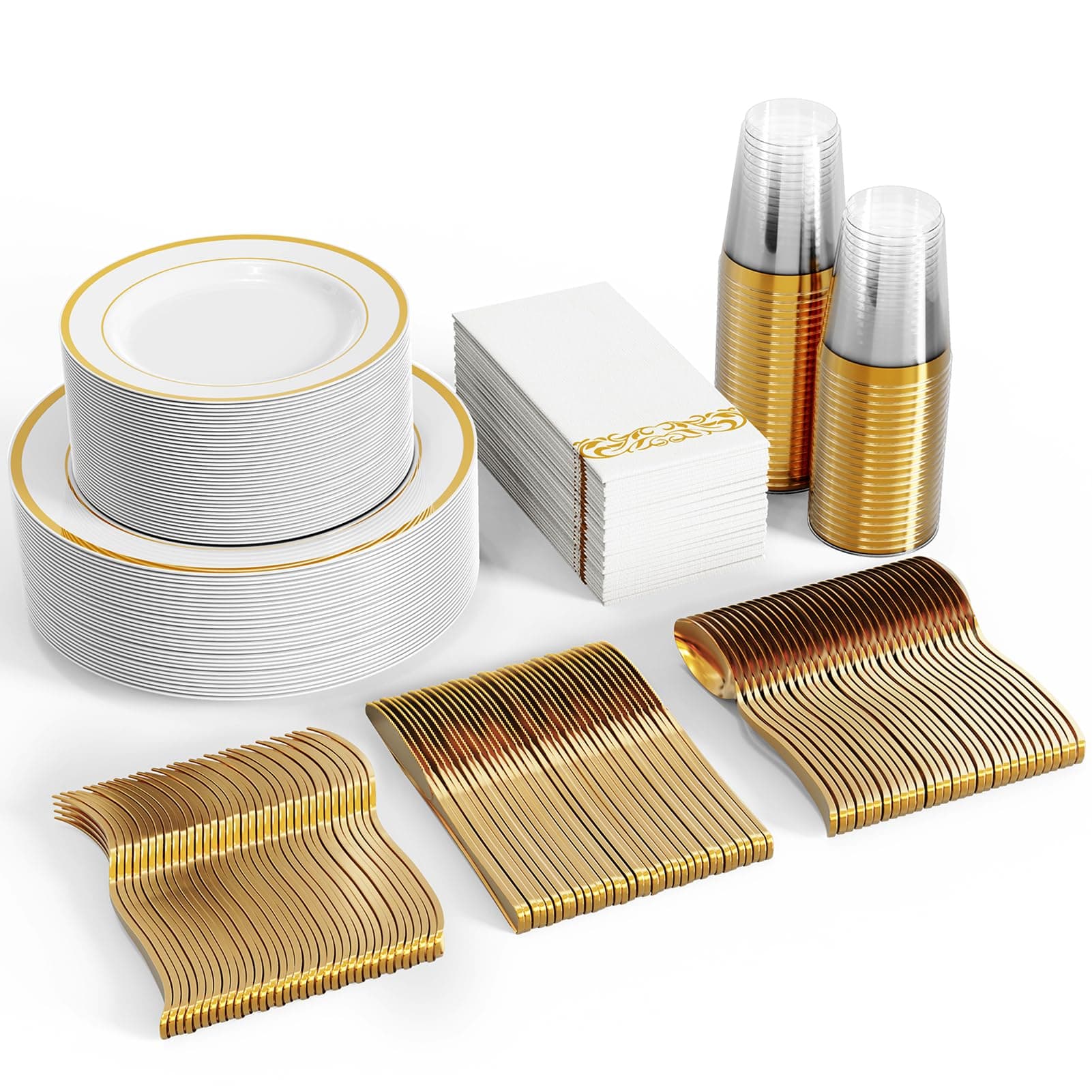 Gold Rim Disposable Dinnerware Set