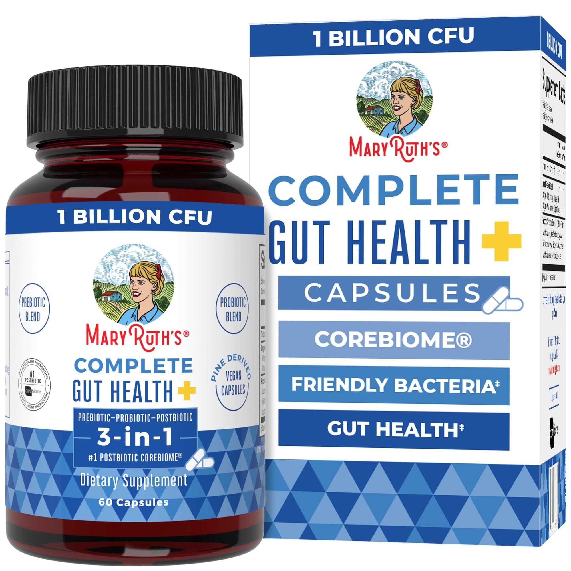Complete Gut Health+ Capsules | 5 Probiotic Blend | Butyrate | Corebiome® | Vegan Gut Support | Support Gastrointestinal Health & Microbiome | 2 Capsules Daily | 30 Servings