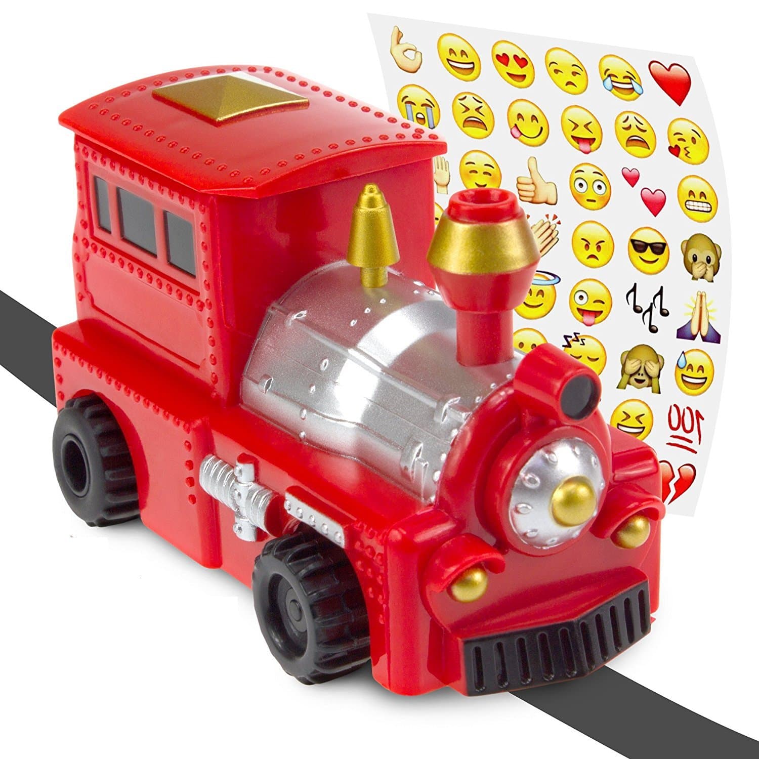 Inductive Train Set - Inductive Truck with Funny Stickers - Magic Toy Truck Follows Lines Drawn on Paper - Batteries Included