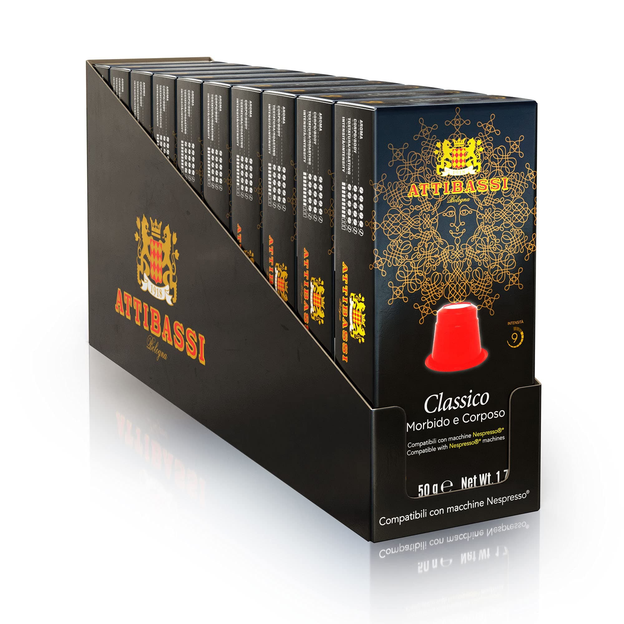 Attibassi Compatible Coffee Capsules (Italian Classico, 100 Count (Pack of 10))