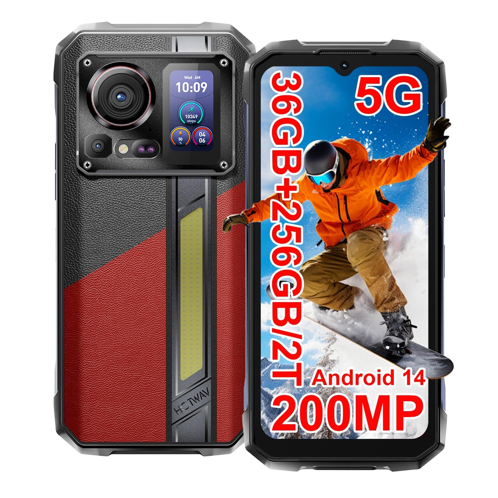 - Hyper 7 Pro 5G Rugged Phone, 36GB + 256GB/2TB Android 14 Waterproof Phone, 6.6"FHD+ 2K Display Cell Phone, 10800mAh Battery, 200MP + 32MP Camera, Octa Core, Dual Sim, NFC, OTG, 120Hz, 33W, GPS