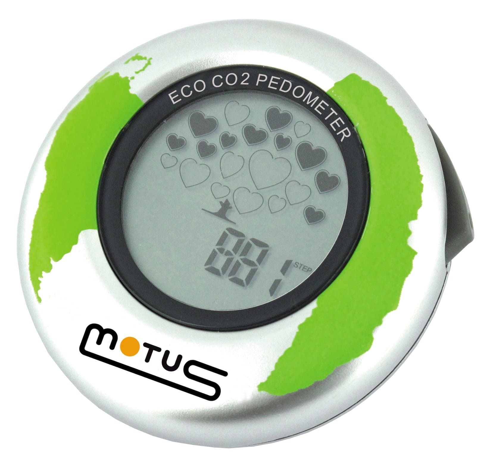 Motus Eco CO2 Pedometer with Exclusive CO2 Indicator Silver