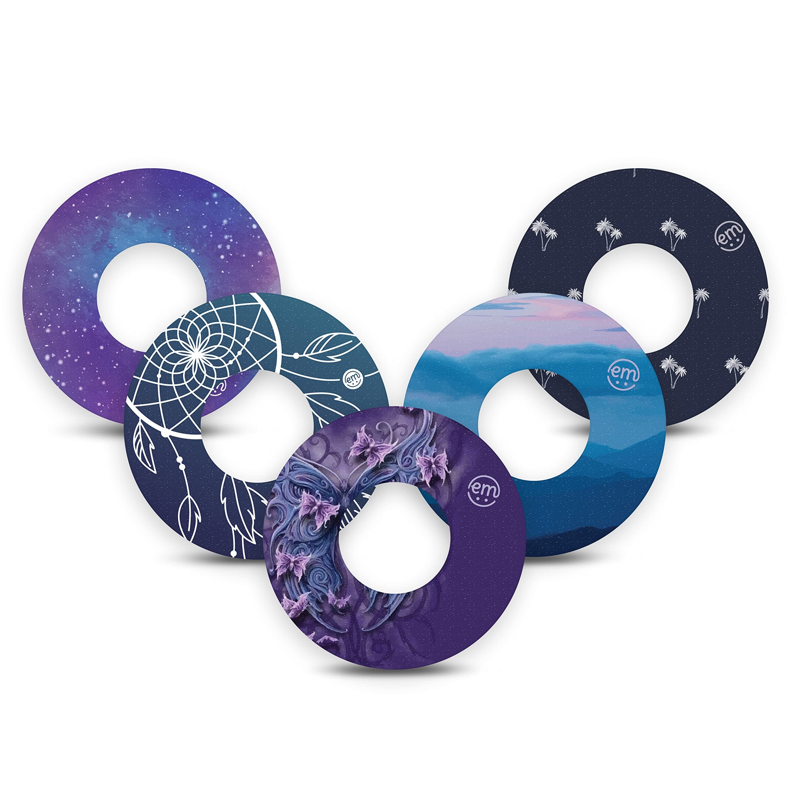 ExpressionMed CGM Adhesive Patches for Libre 3 (5 Pack) - USA Made, Waterproof, Sweatproof, Long-Lasting Hold, FSA/HSA Eligible (Dreamy Escapes Variety Pack)