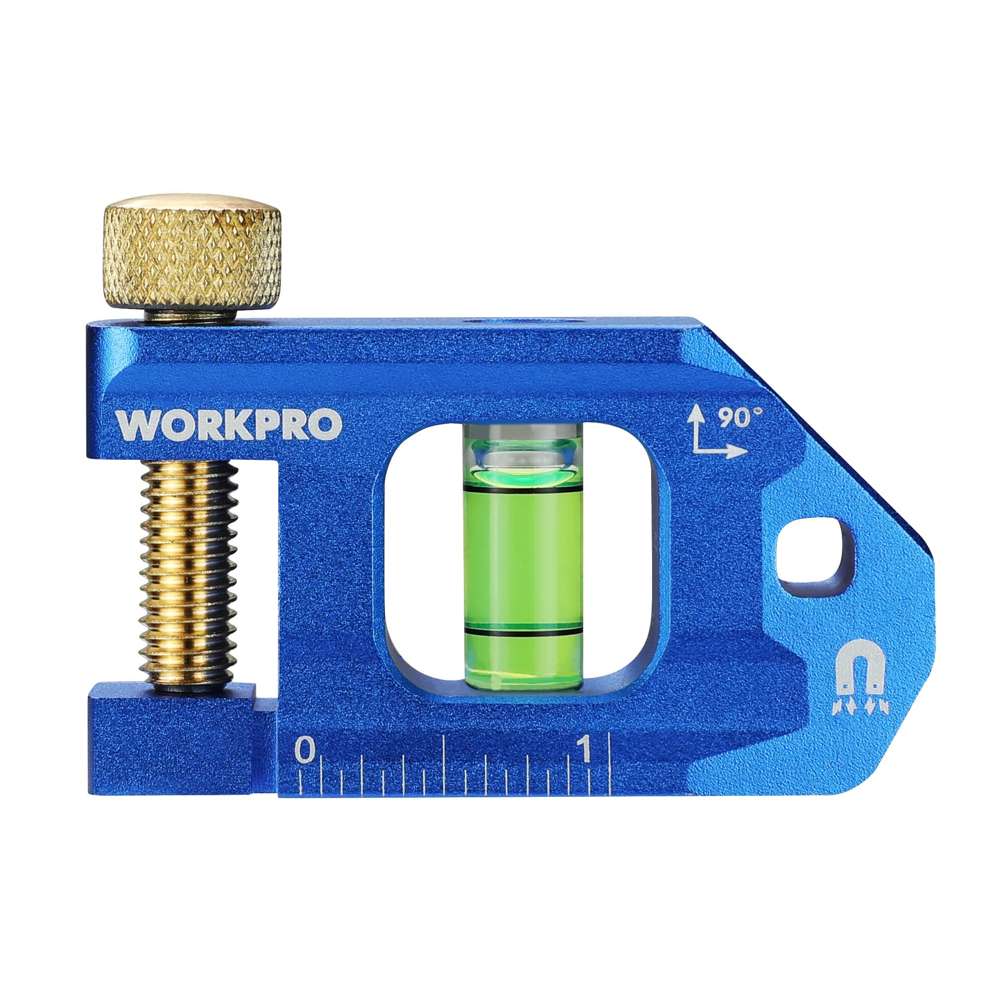 WORKPRO Conduit Bending Level, Small Torpedo Magnetic Level, Bubble Vial for 90° Measurement, Aluminum Alloy Construction, 2.5-inch, Cobalt Blue