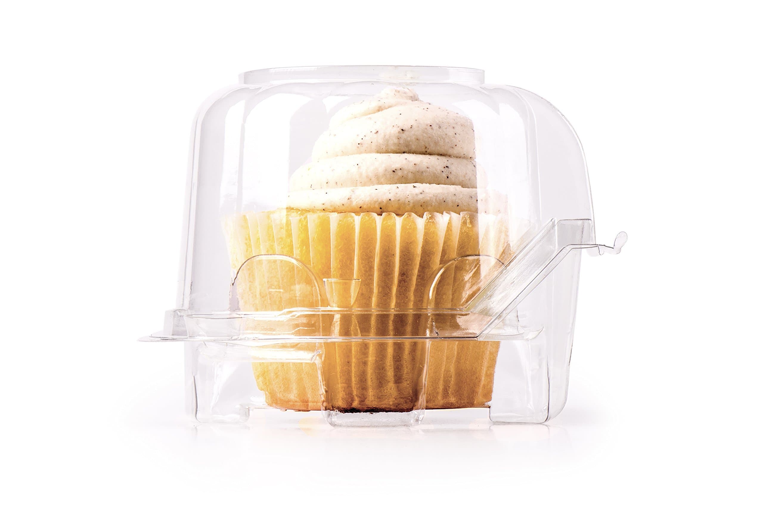 Individual Plastic Cupcake Boxes | Set of 48 Clear Plastic Dome Single Compartment Cupcake Holders With Improved Closing Mechanism …