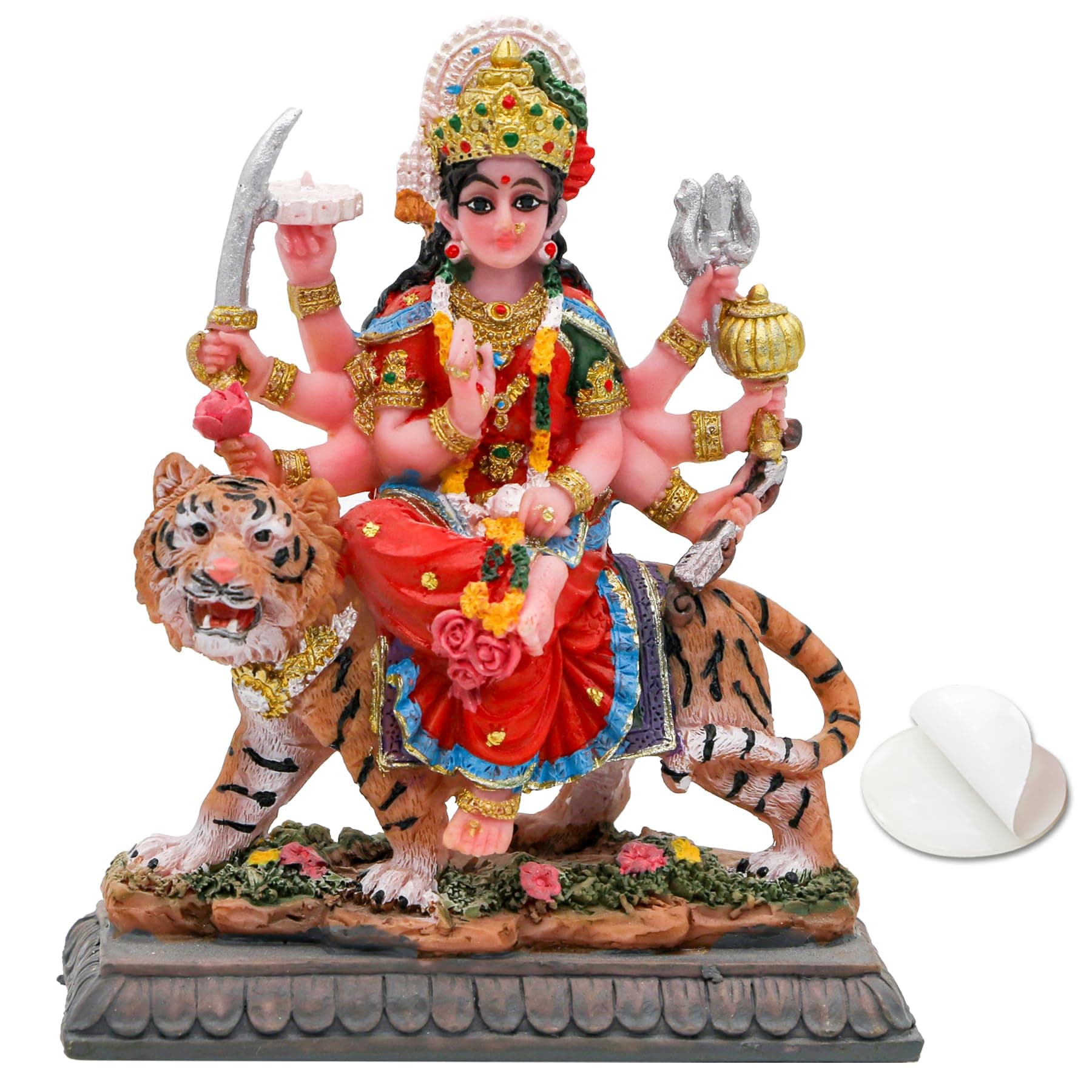 alikiki Small Maa Durga MATA Statue - 4.1” H Durga Sculpture India God Hindu Goddess Murti Hindu Pooja Item for Home Office Temple Mandir Altar Puja Diwali Gifts Diwali Decor