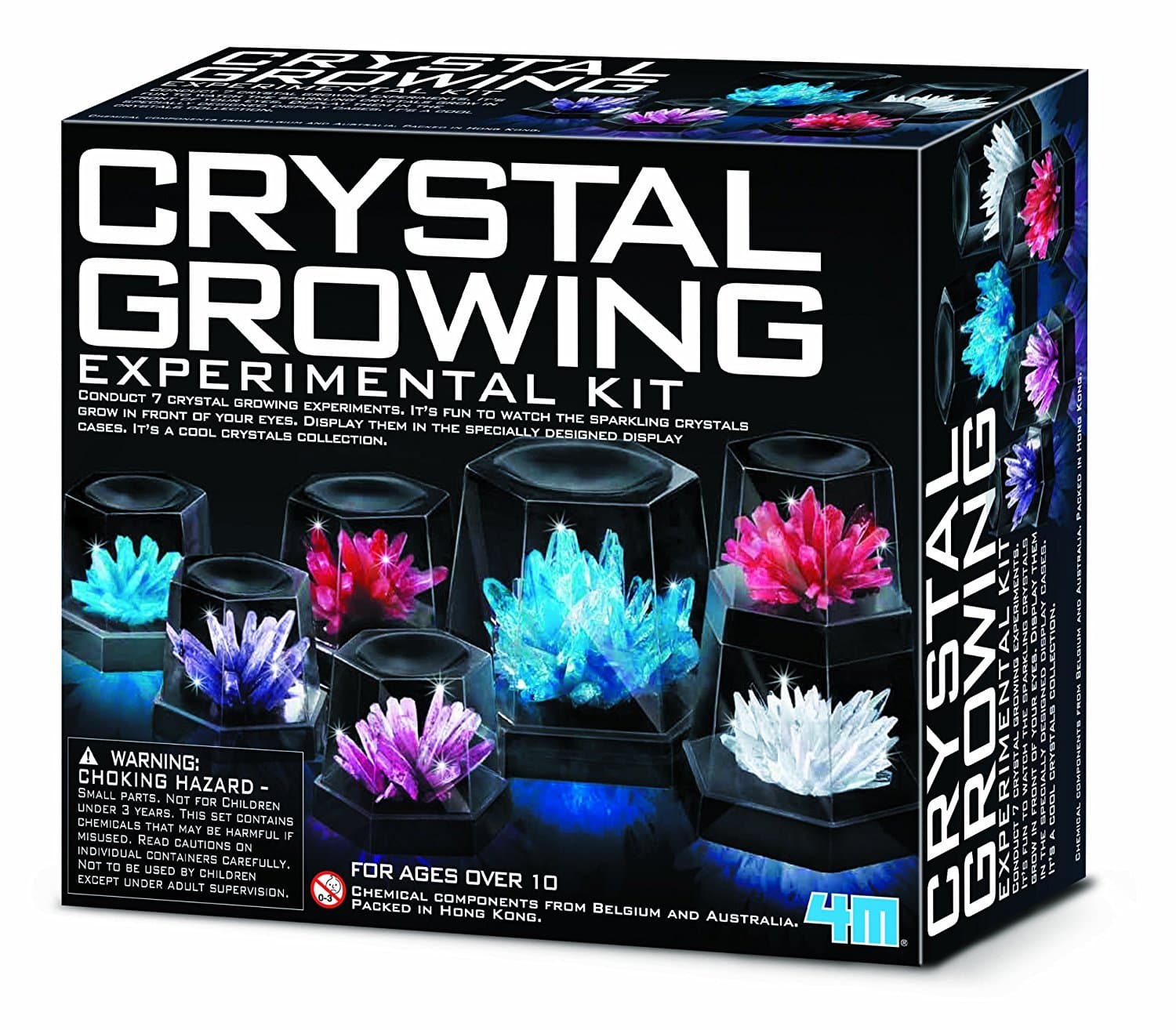 7 Crystal Growing Science Experimental Kit with Display Cases - Easy DIY STEM Toy Lab Experiment Specimens, Educational Gift for Kids, Teens, Boys & Girls