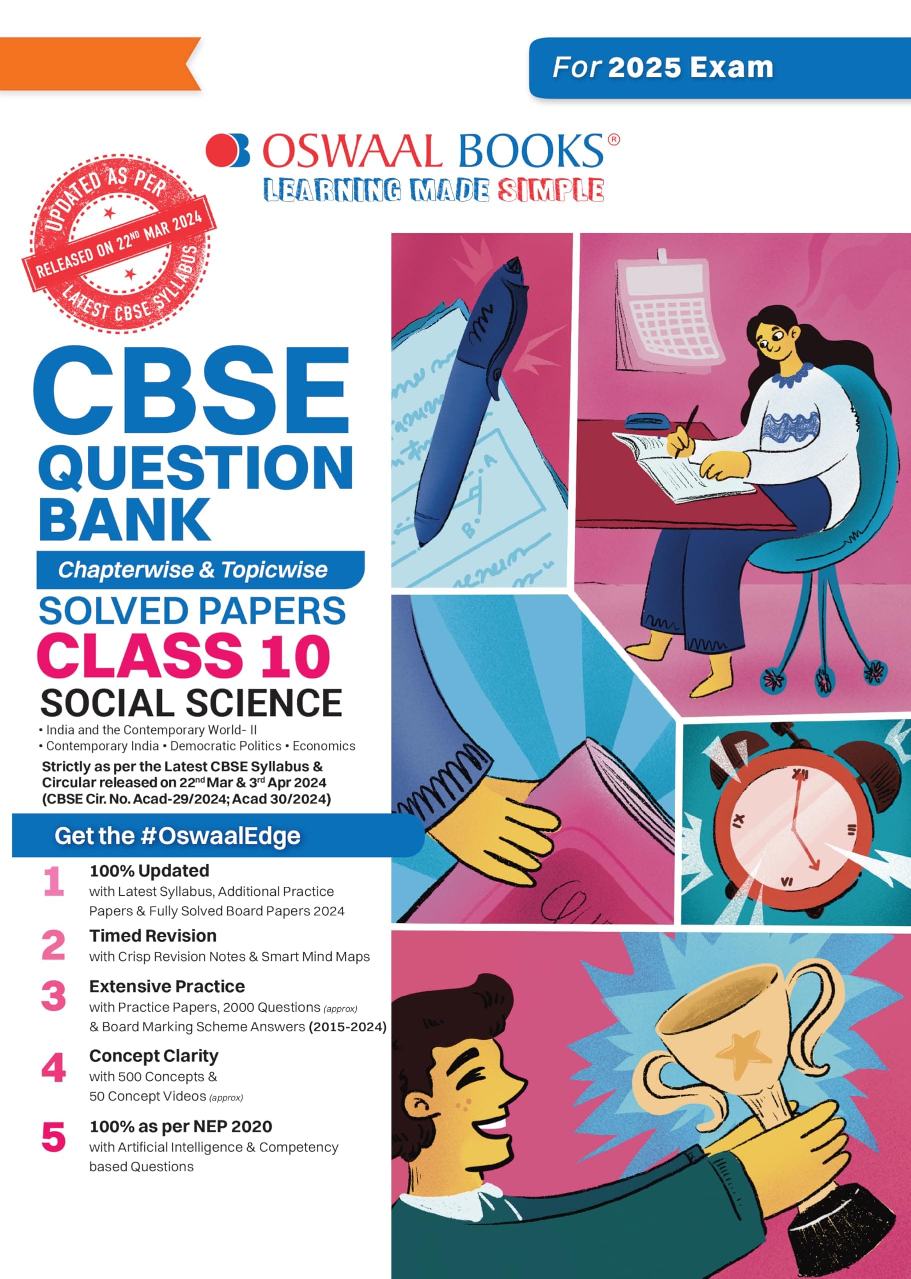 Oswaal CBSE Question Bank Class 10 Social Science, Chapterwise and Topicwise Solved Papers For Board Exams 2025 Paperback – February 6, 2024