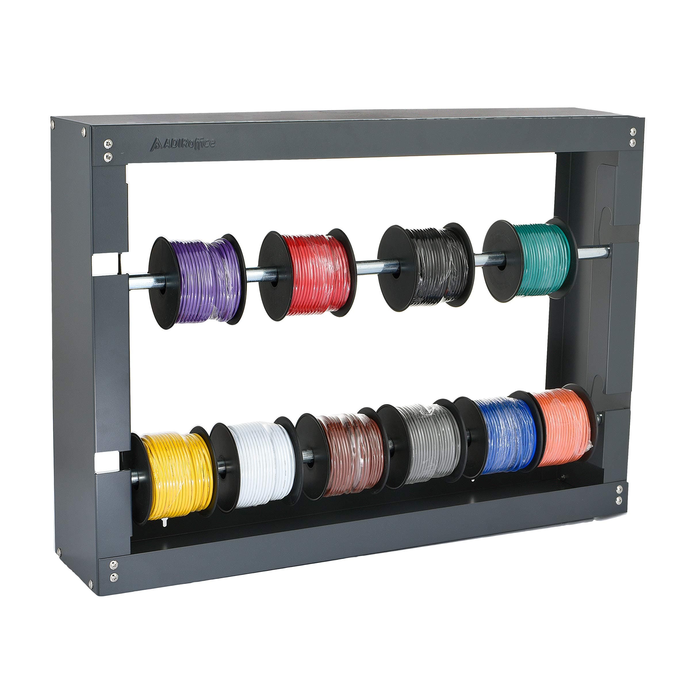 Wire Spool Rack - Superior Strength Wire/Cable Dispenser - Conduit Display & Storage for Electrical Industrial & Retail Use (2 Rods, Grey)
