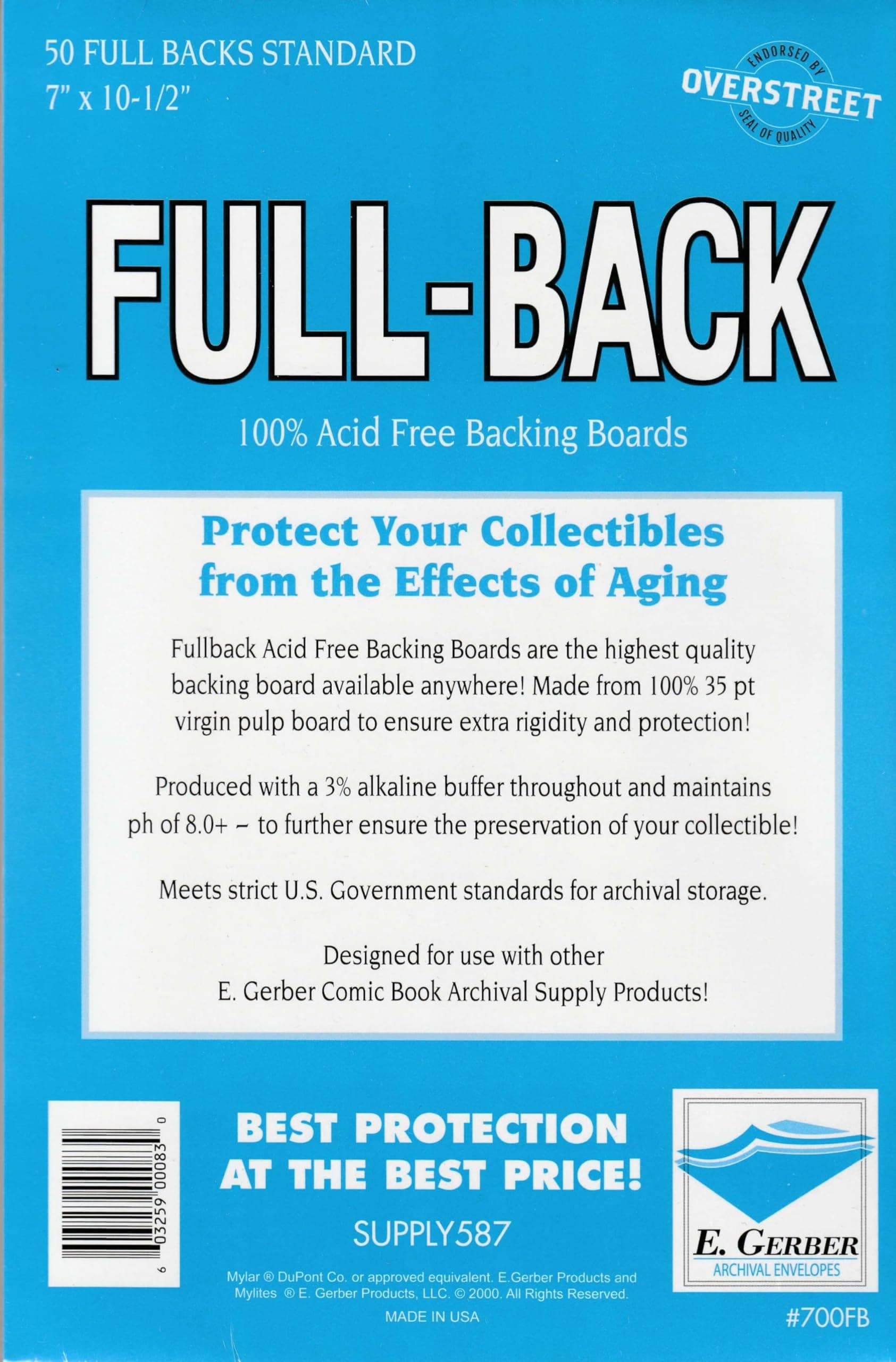 E. Gerber Full Back Boards - Standard - 50ct Pack