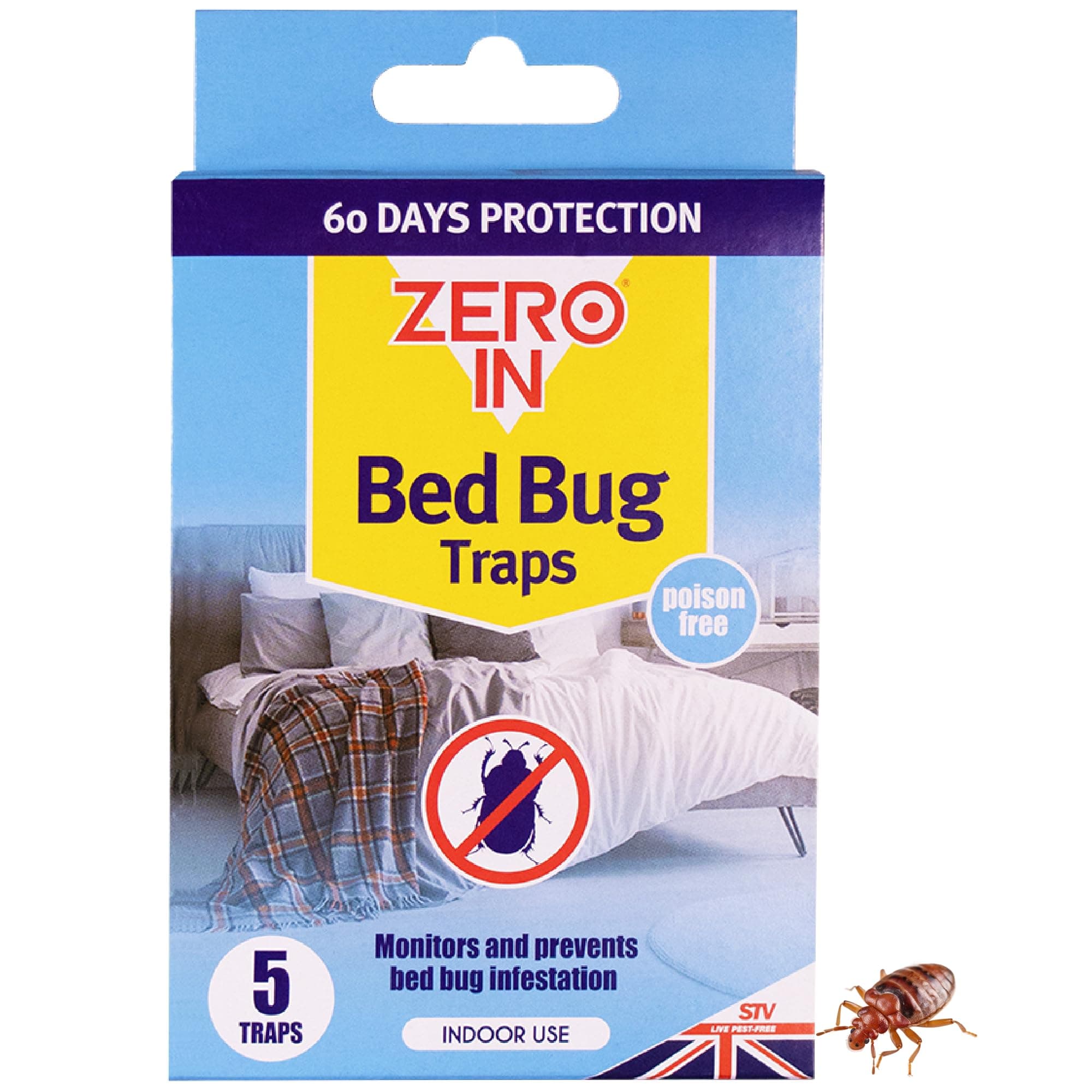 Zero In ZER967 Bed Bug Traps, Poison-Free Treatment, Detector and Killer, 2 Months Protection (Pack of 1), Multi, 14.5 cm*2.4 cm*8.6 cm