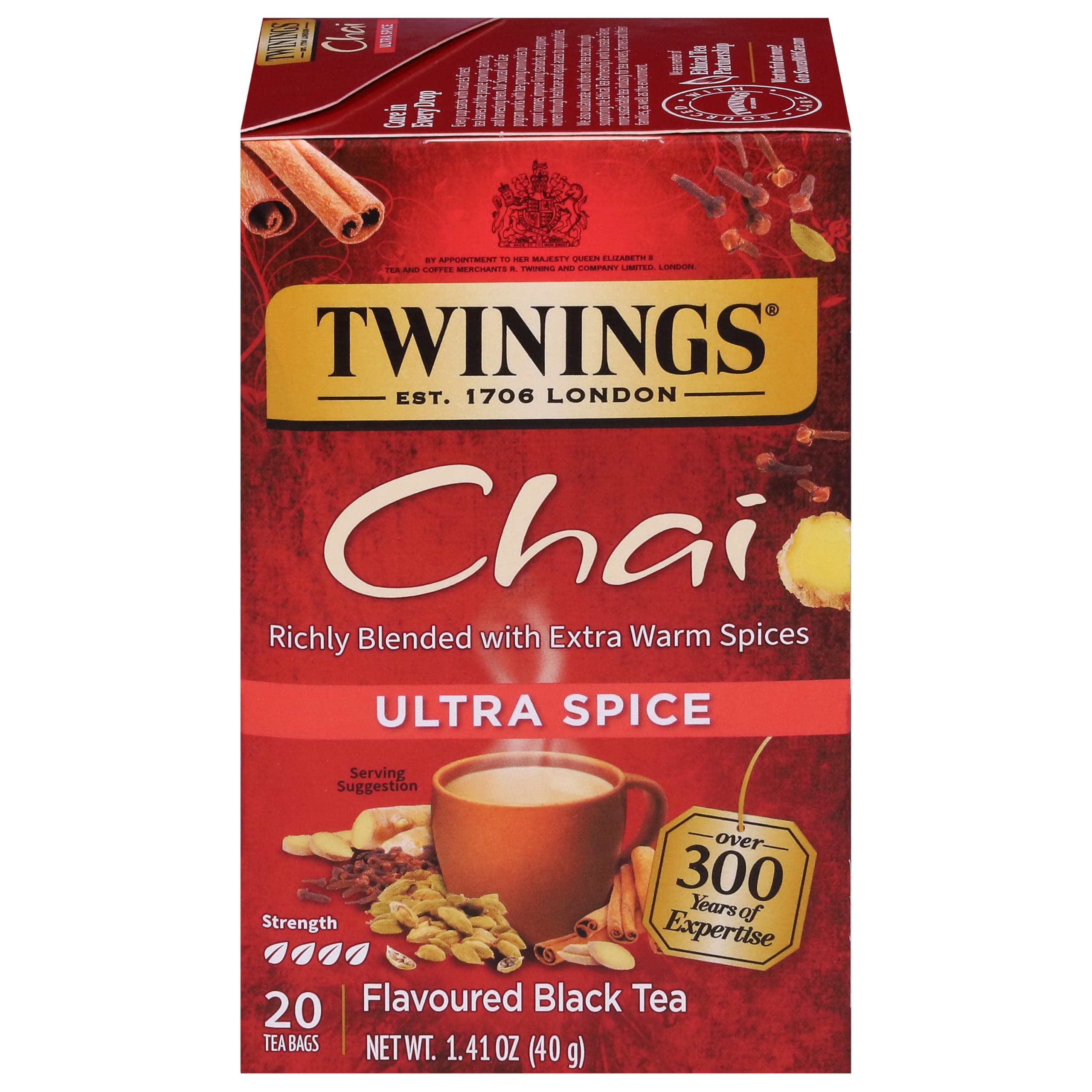 TWINING TEA TEA CHAI ULTRA SPICE, 20 BG (Pack of 3)