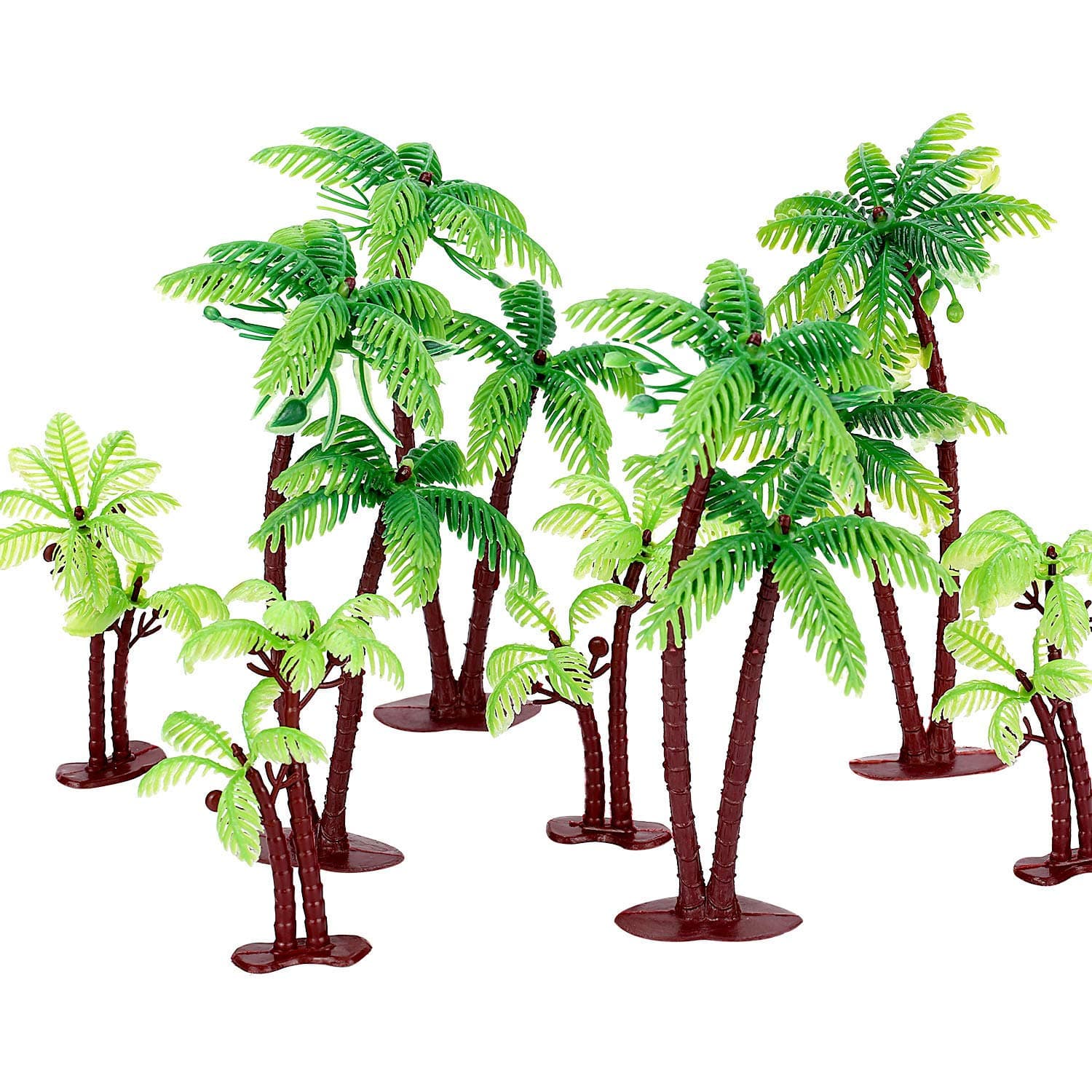 16 Pcs Plastic Palm Tree Coconuts Cupcake Topper Scale Scenery Miniature Figurines Micro Aquarium Garden Plant