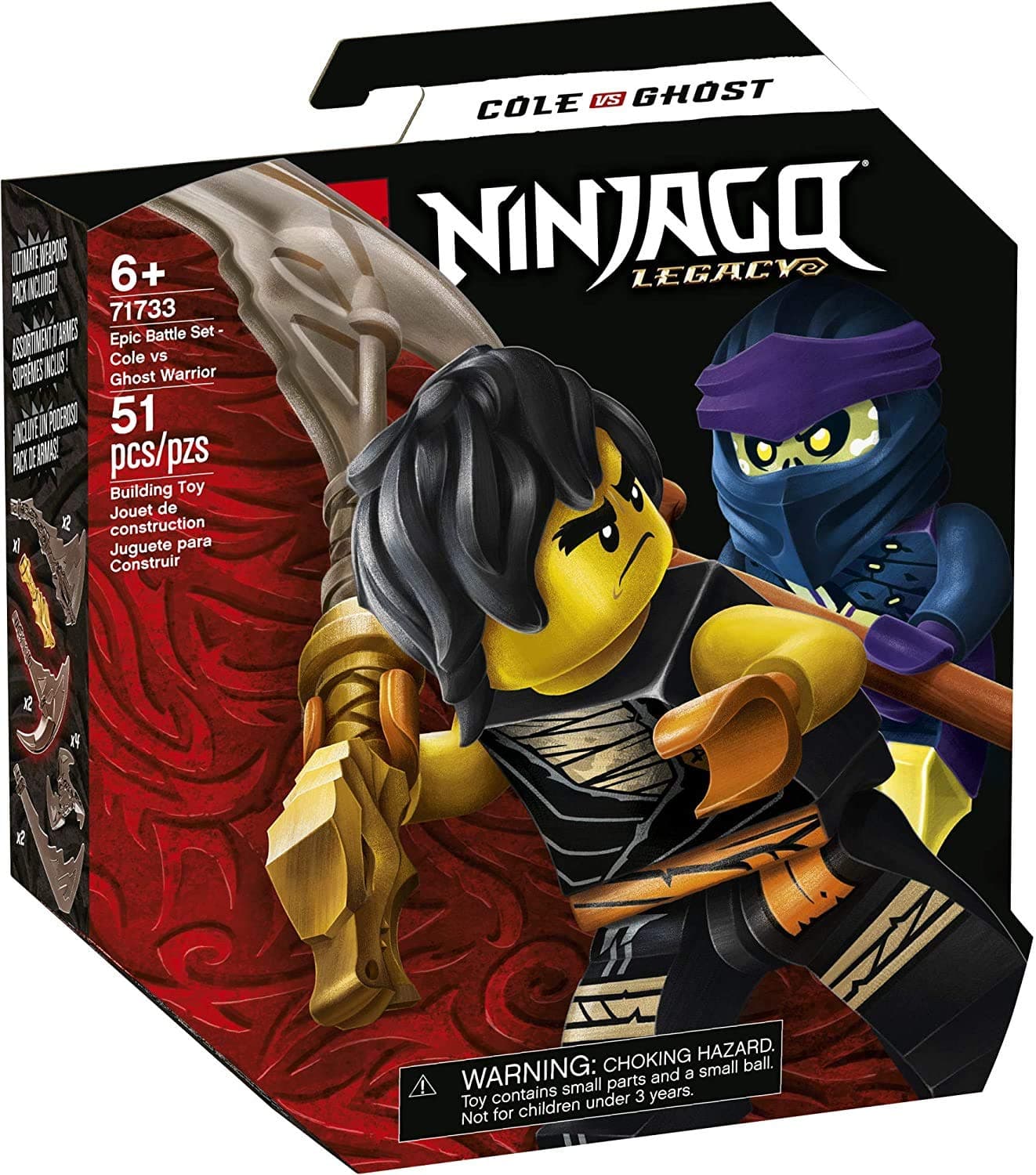 NINJAGO Epic Battle Set – Cole vs. Ghost Warrior 71733 Ninja Battle Toy Building Kit Featuring Minifigures, New 2021 (51 Pieces)