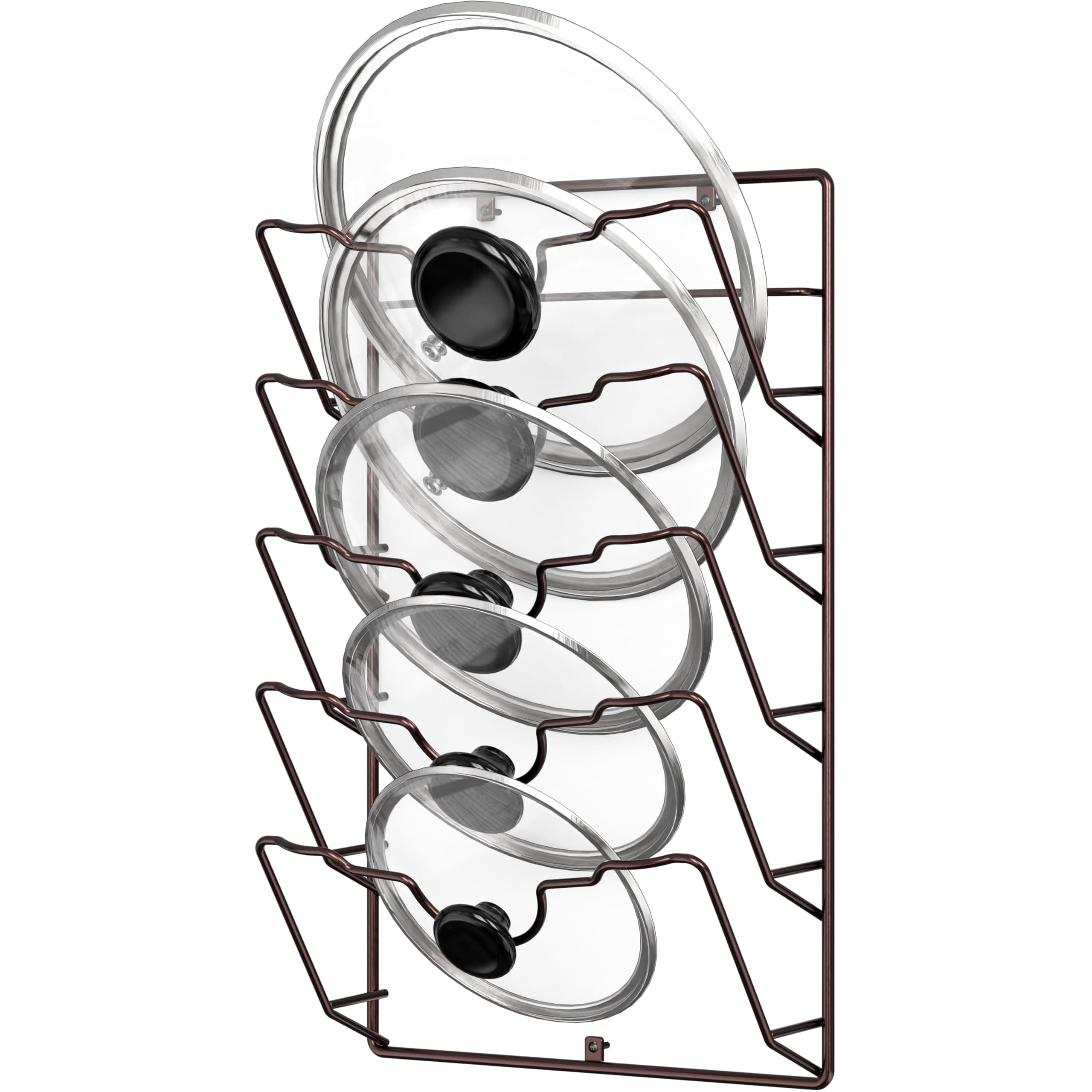 Simple Houseware Wall Door Mounted Pot Lid Rack, 9.5" Wx4.5 Dx17.2 H, Bronze Finish
