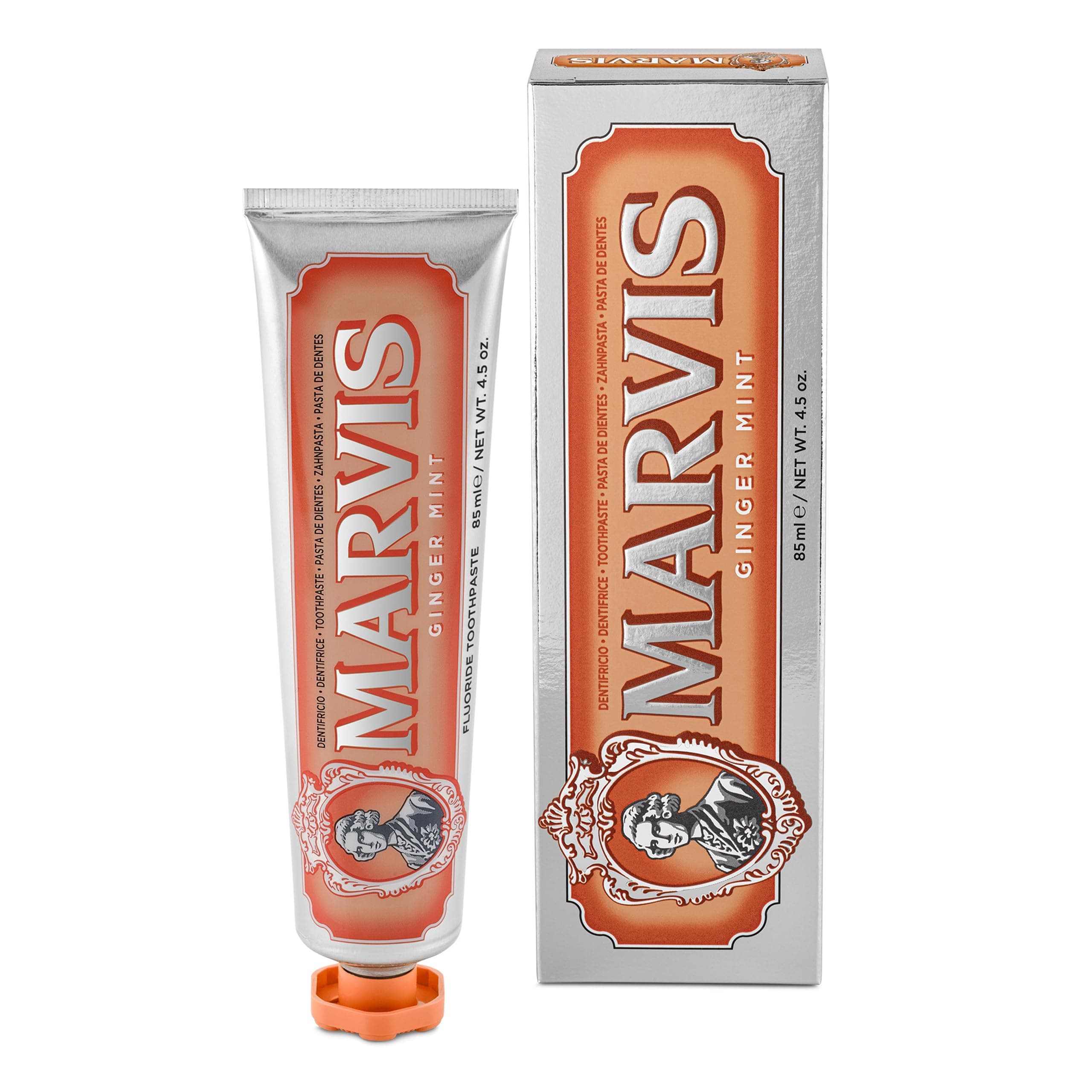 Marvis Ginger and Mint Toothpaste, 85ml, Flavoured Toothpaste Helps Remove Plaque and Reduce Bacteria, Lasting Freshness