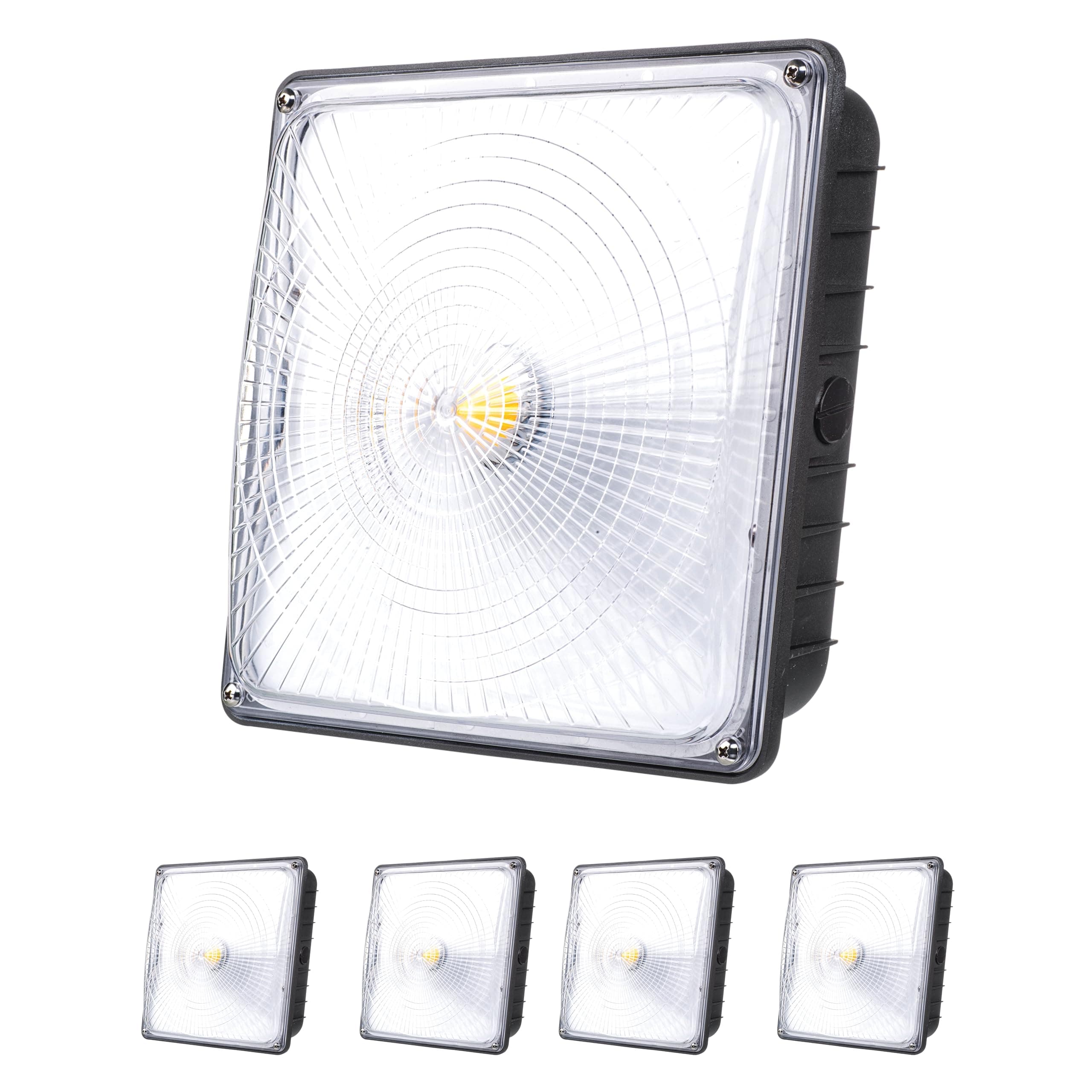 PARMIDA (4 Pack) LED Canopy Light, 70W, Dimmable, 110-277VAC, IP65 Waterproof, ETL-Listed, 5000K, 9.6" x 9.6", Gas Station, Street, Area & Outdoor Lighting, Commercial Grade