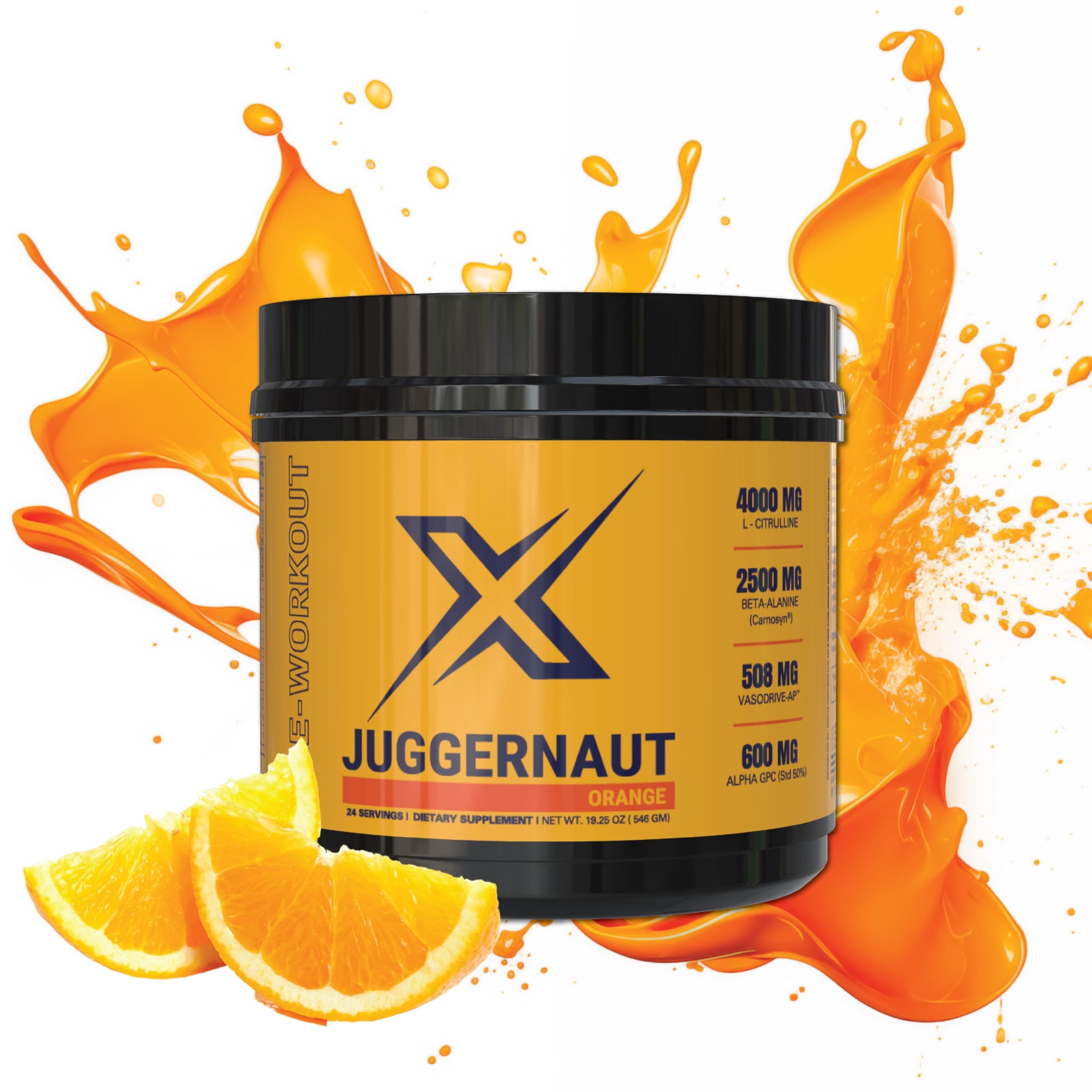 Infinite Labs Juggernaut X Pre-Workout Supplement (Orange) - Boosts Strength, Endurance,Energy - L-Citrulline, Beta-Alanine, Creatine, Enhanced with VasoDrive for Blood Pressure Support - 30 Servings