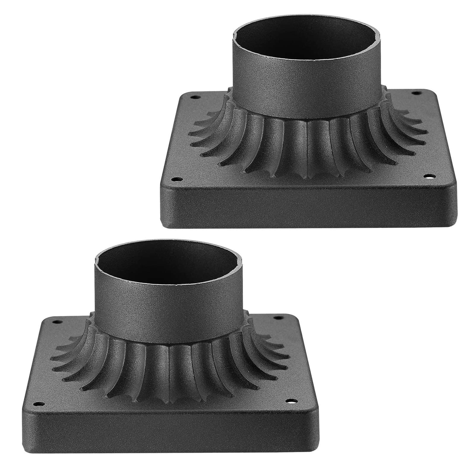 zeyu 2 Pack Pier Mount Bases for Post Lighting Fixtures, Cast Aluminum Black Finish, DZ1973-2PK BK