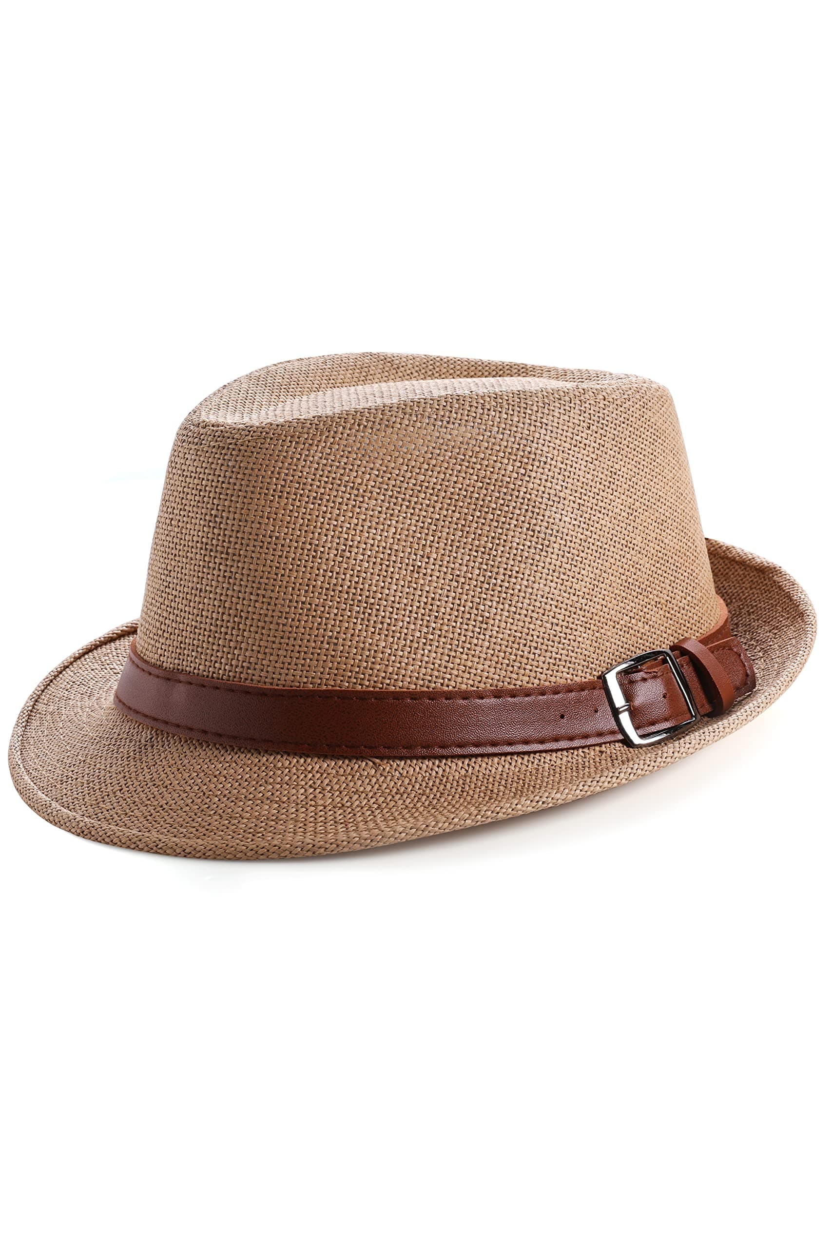 BABEYOND Straw Fedora Hat for Men Panama Trilby Hat Short Brim Summer Sun Hat