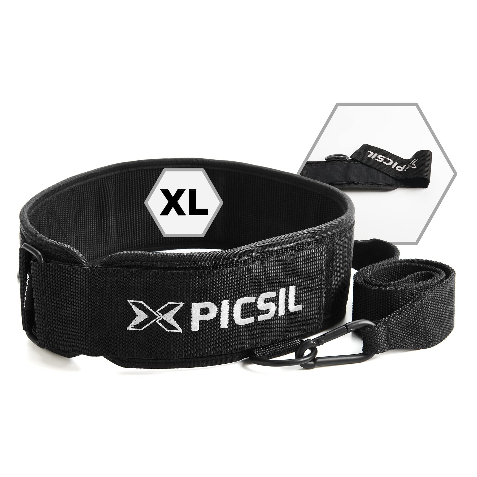 PicSilMultifunctional Weighted Belt with Weightlifting Straps, Additional Back Handle for Weight Pulling While Running, Cross Training, Bodybuilding, Comfortable Lumbar Support, XL (X-Large)