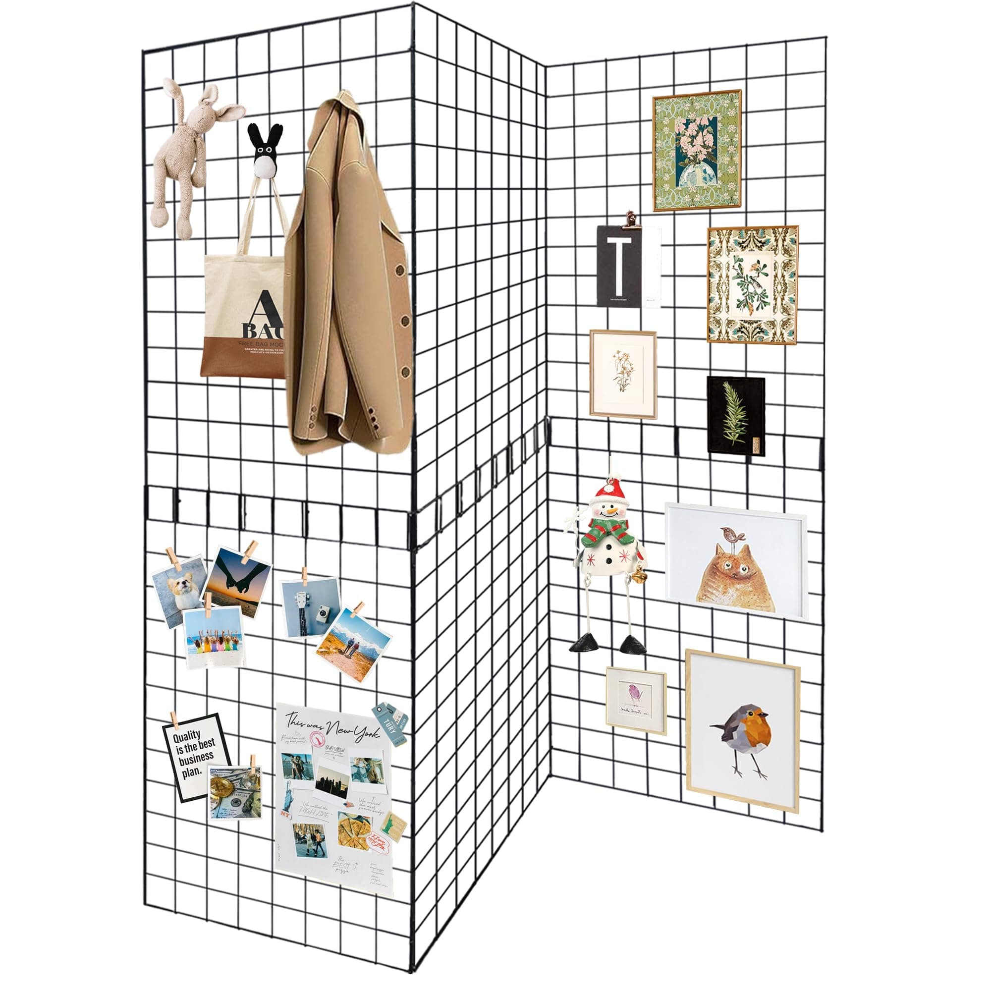 Grid Wall Panels 3 Pcs, Commercial Grade Gridwall Panels, Metal Grid Wall Panel Display Stand, You Can DIY 6 Pack 2'x3' or 3 Pack 2'x6',White (Black)