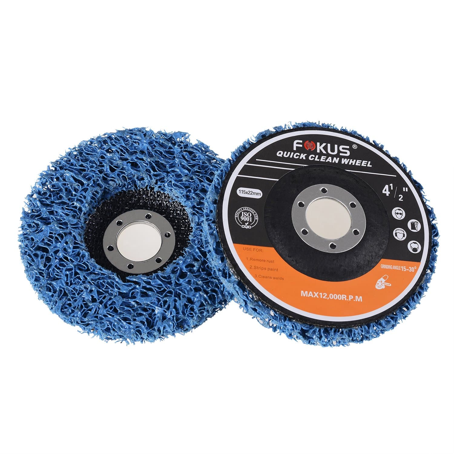 Fokus 5 Pack 4-1/2" x 7/8" Easy Strip Discs Quick Change Clean & Remove Paint and Rust Blue