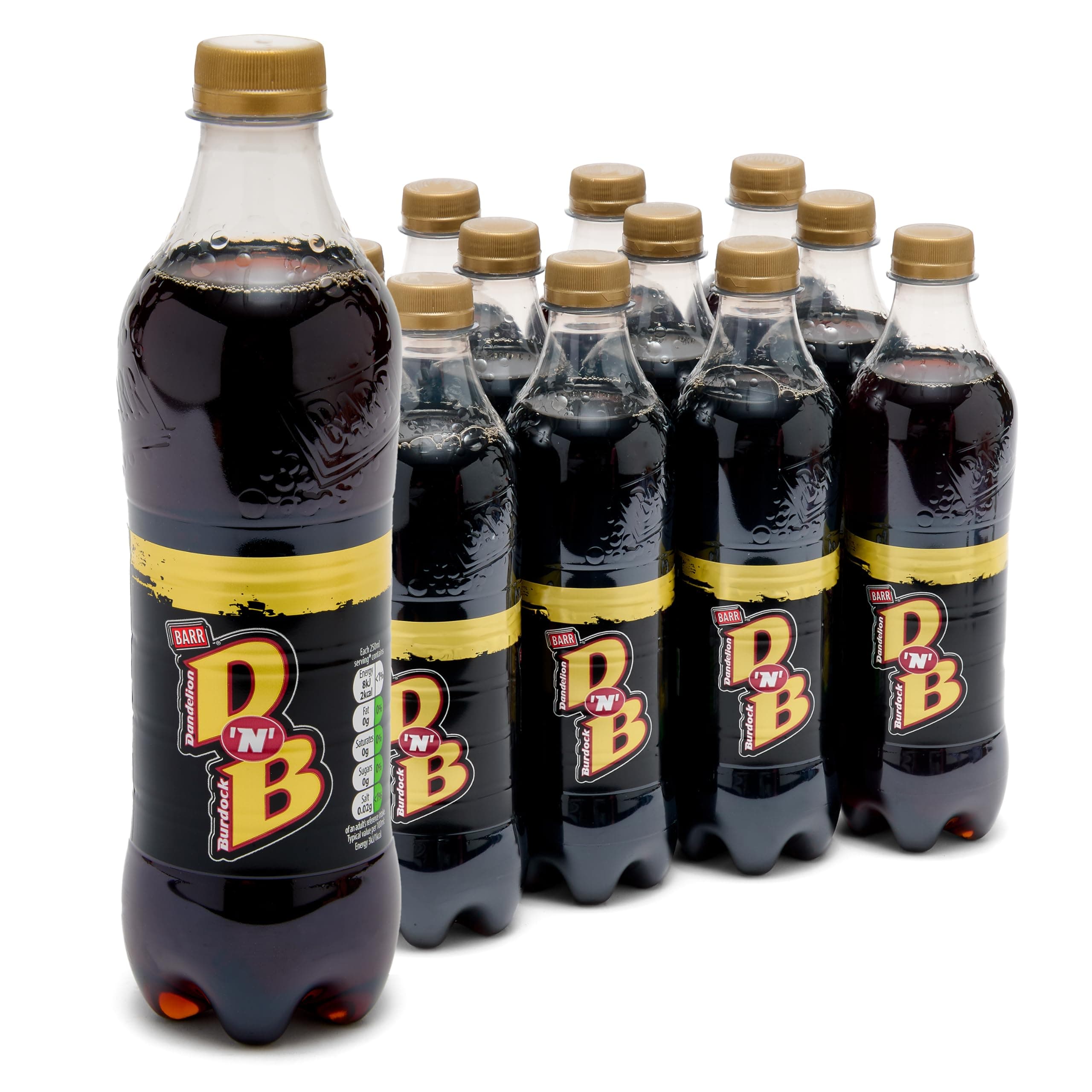 Barr DNB - Fizzy Drinks 12 Pack x 500ml Bottles - Dandelion and Burdock Cans - Soft Drink with Zero Sugar