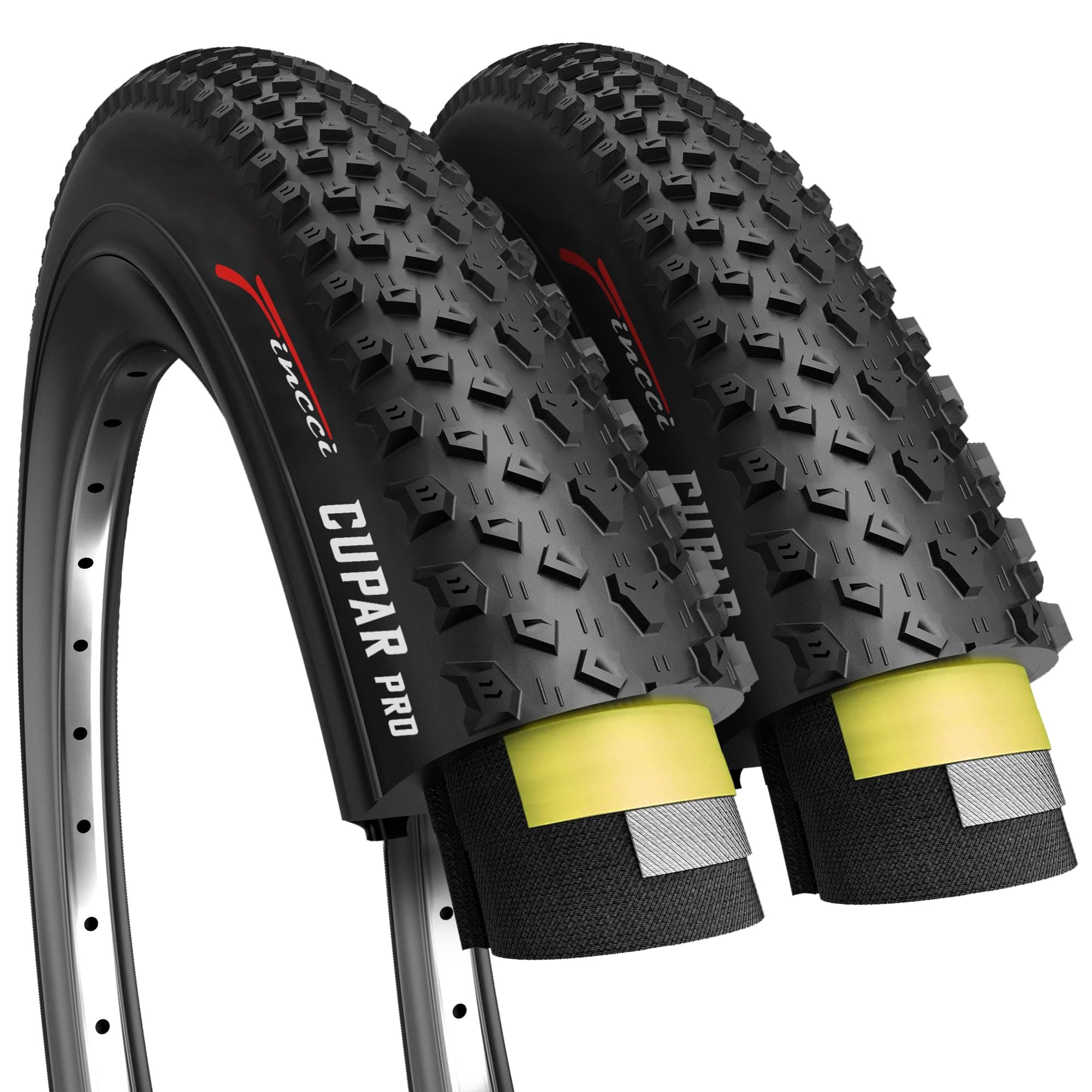 Cupar pro Pair 26 x 2.10 Tire 54-559 ETRTO Foldable 60 TPI XC Cross Country Tires with Nylon Protection for Mountain MTB Hybrid Bike Bicycle - Pack of 2 26x2.10 Inch Tire