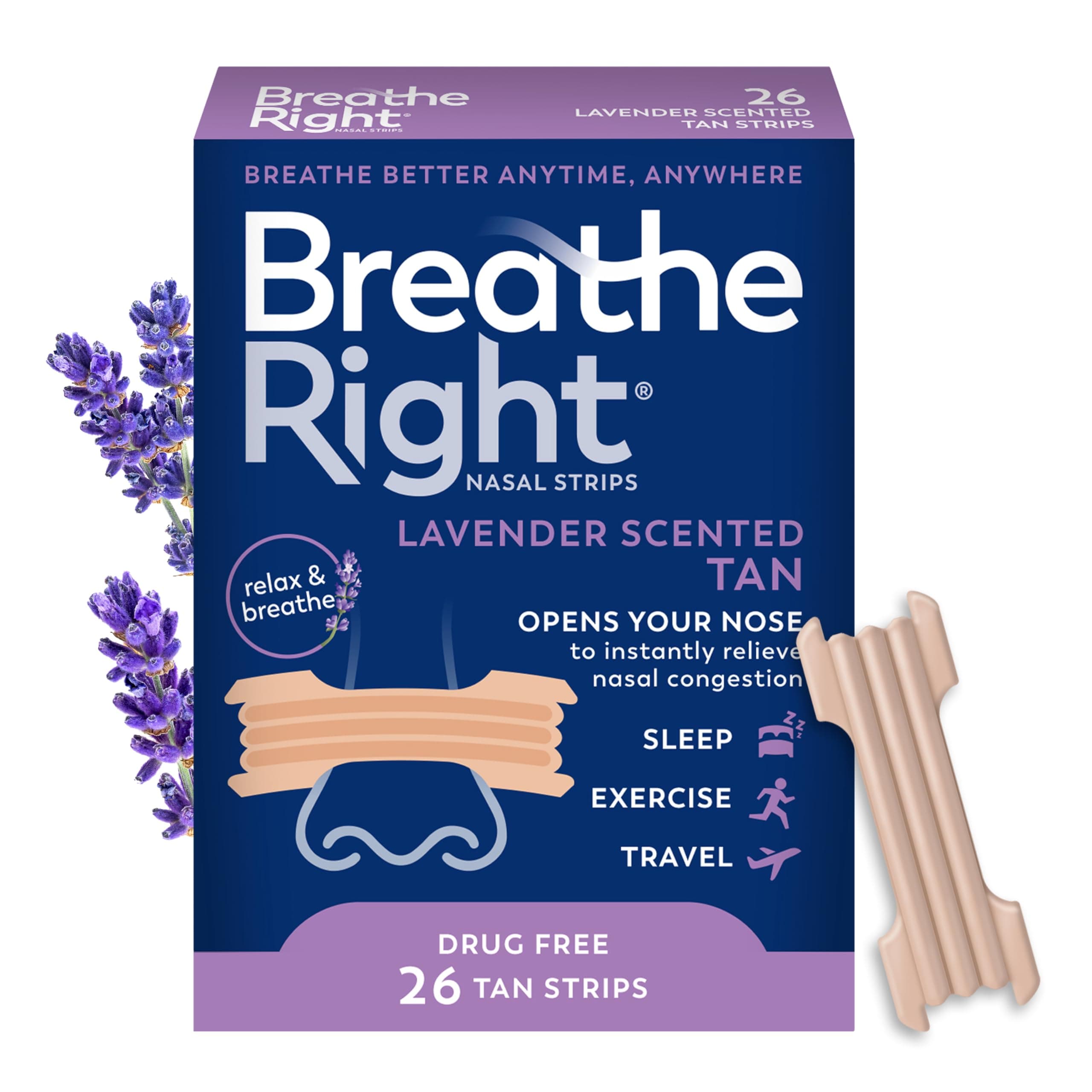 Breathe Right Nasal Strips ( Lavender, 26 Count)