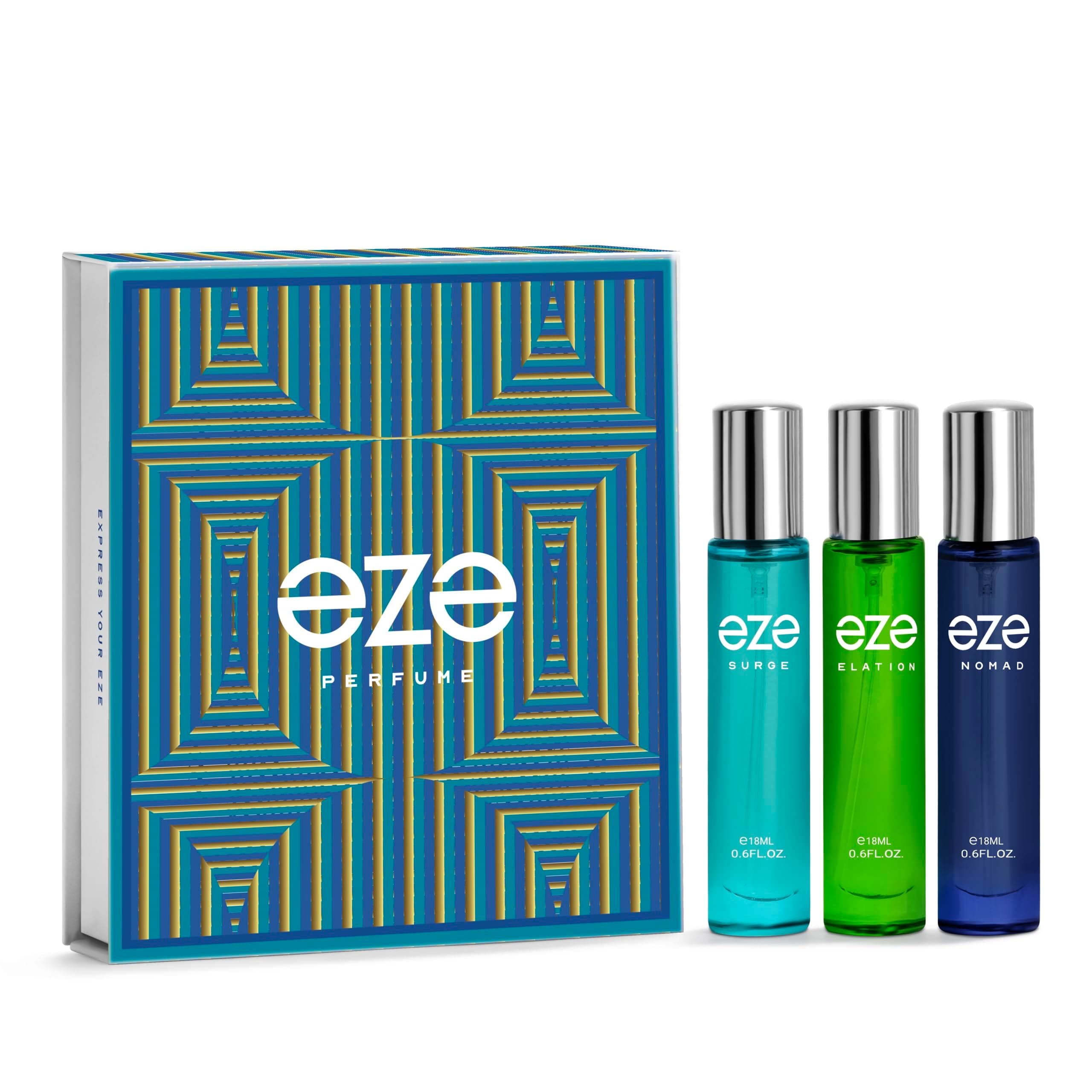 EZE Perfume Gift Set For Men, Pack of 3 (18ml Each) | Luxury Masculine Scent Gift Hamper Long Lasting Fragrance | Best Perfumes for Him | Premium Scents Perfect for Gifting