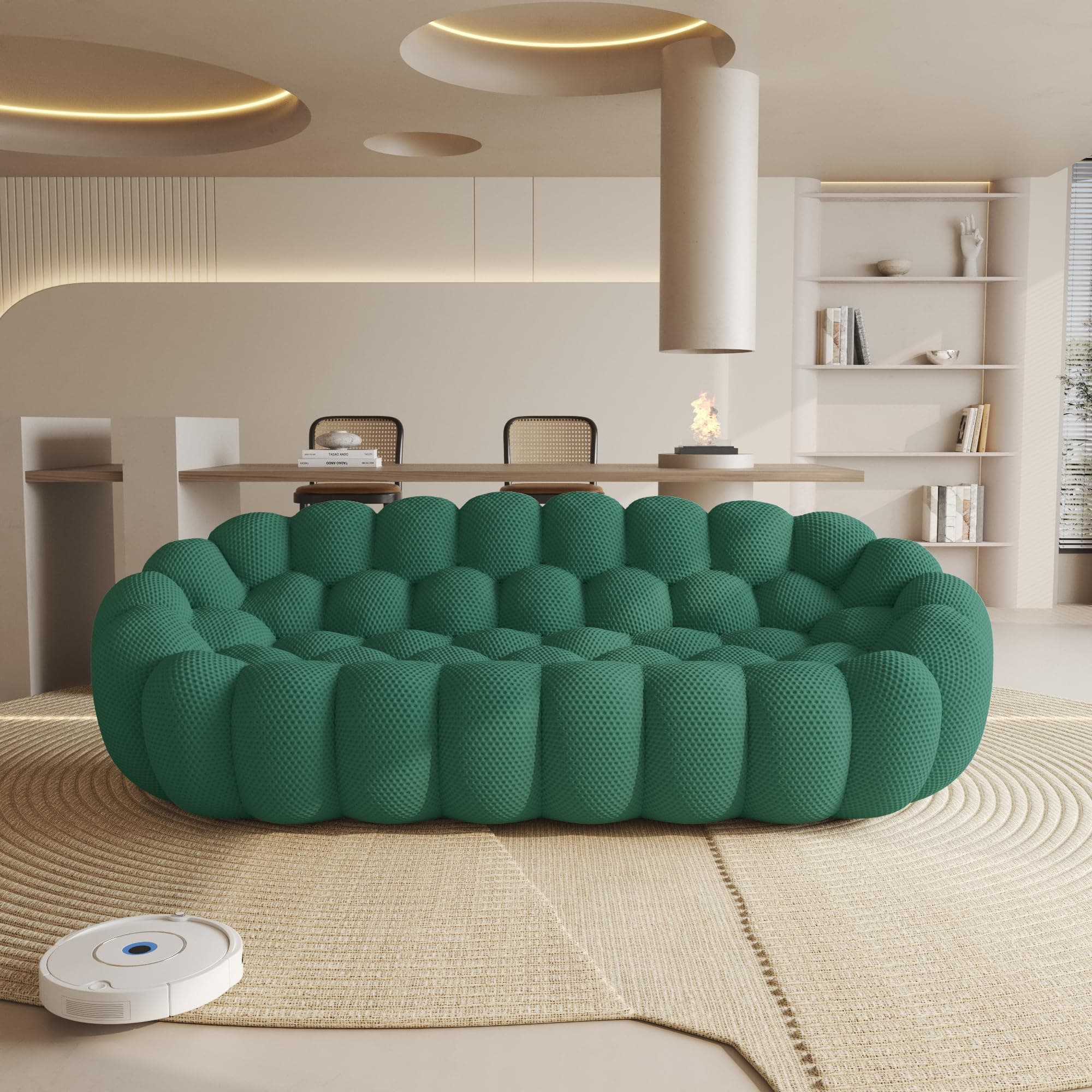 WJShome Bubble Sofa Couch,98'' Modern Curved Sofas for Living Room, 3 Seater Lazy Floor Sofa, Large Bean Bag Chair,Deep Seat Floor Sofas Chair Lounge for Office, Apartment(Green)