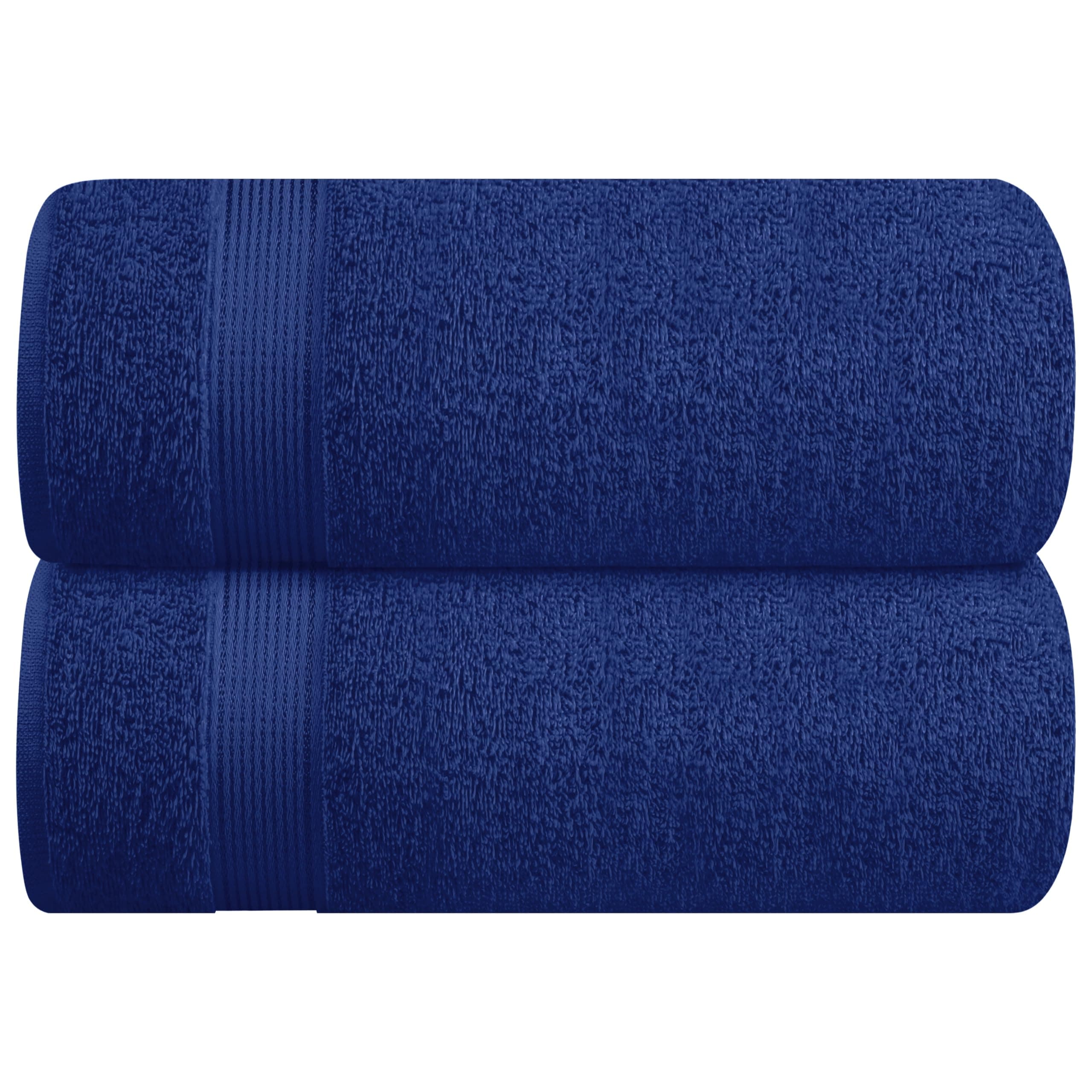 Belizzi Home Cotton 2 Pack Oversized Bath Sheet 35x70, Large Bath Sheet, Ultra Soft, Absorbent, Compact, Eco-Friendly, Recyclable, Quick Drying and Lightweight Towel - Navy Blue