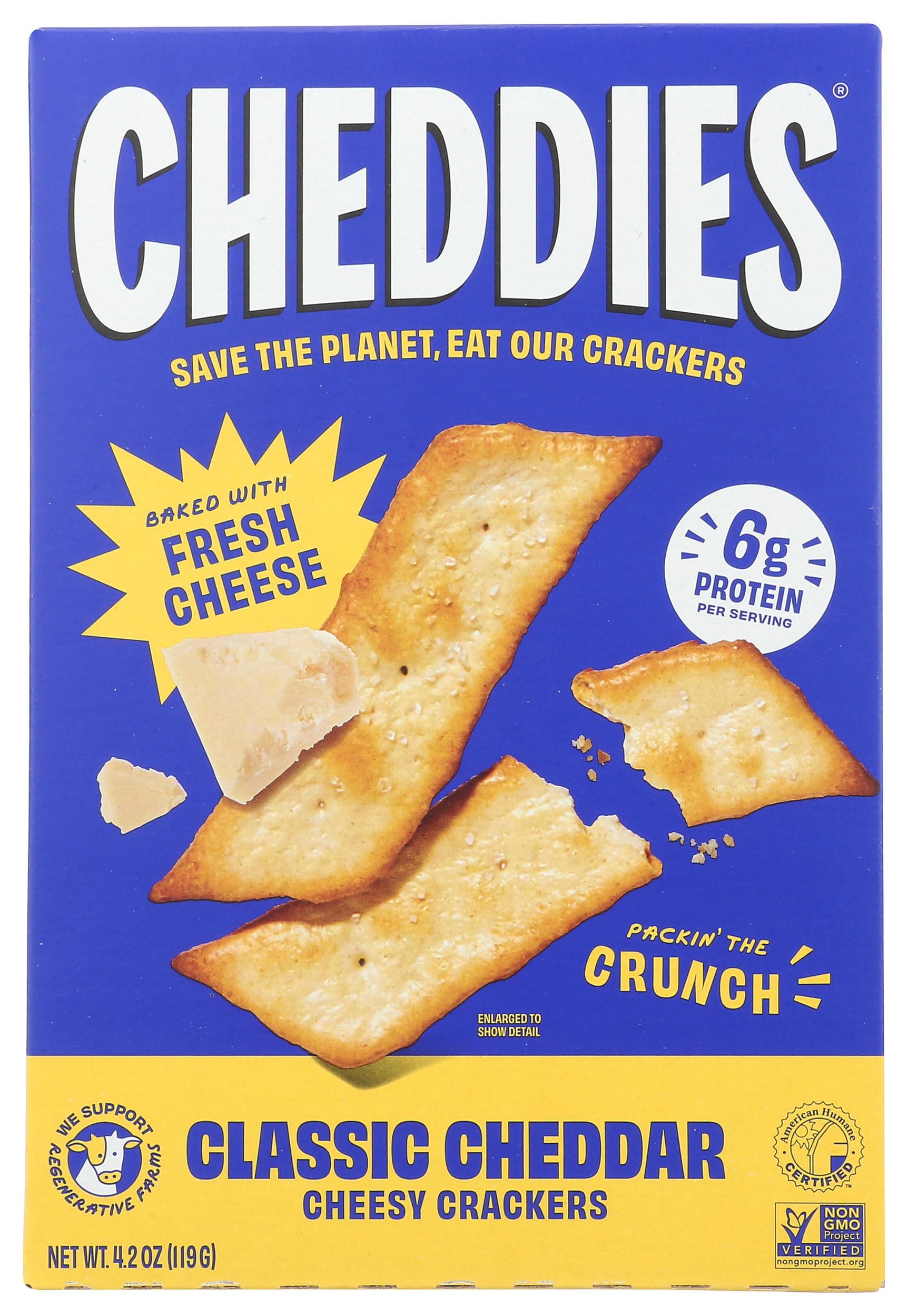 Cheddies, All Natural Protein Packed Cheddar Crackers, Cheddar Cheese, 4.2 Ounce, 6g Protein, Low Carb