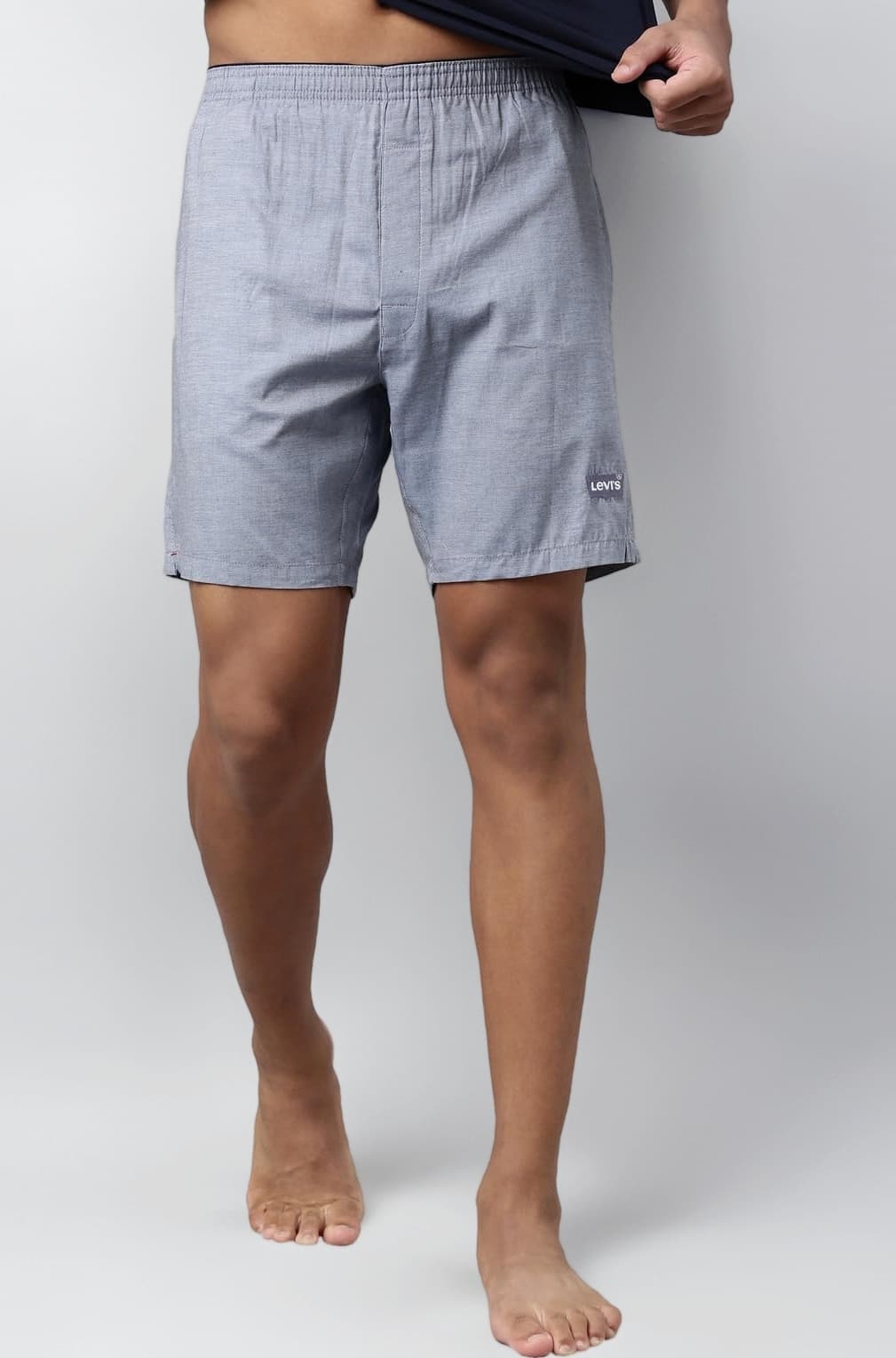 028 Men's Premium Soft Cotton Woven Solid Boxer Shorts - Mid Rise, Inner Elastic Waistband with Side Pocket (Pack of 1)