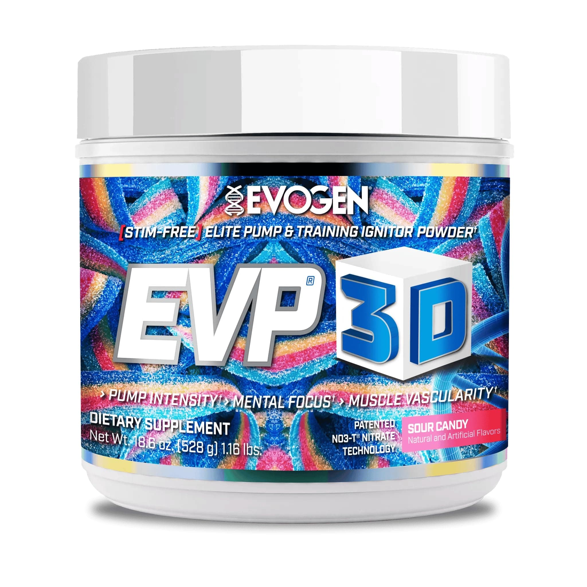 EVP 3D - Stim Free Pre Workout Powder for Men & Women | Sugar Free Non Stim Preworkout with Beta Alanine and Creatine for Energy & Pump | Sour Candy | 40 Servings