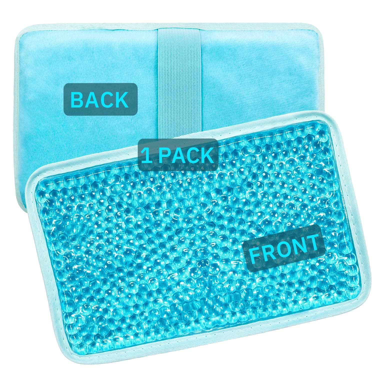 Gel Beads Ice Pack Ice Bag with Strap-1 Pack Reusable Hot & Cold Pack Compress for Knee, Shoulder, Foot, Back, Ankle, Neck, Hip, Elbow, Wisdom Tooth--7.76''x4.93''(Blue)