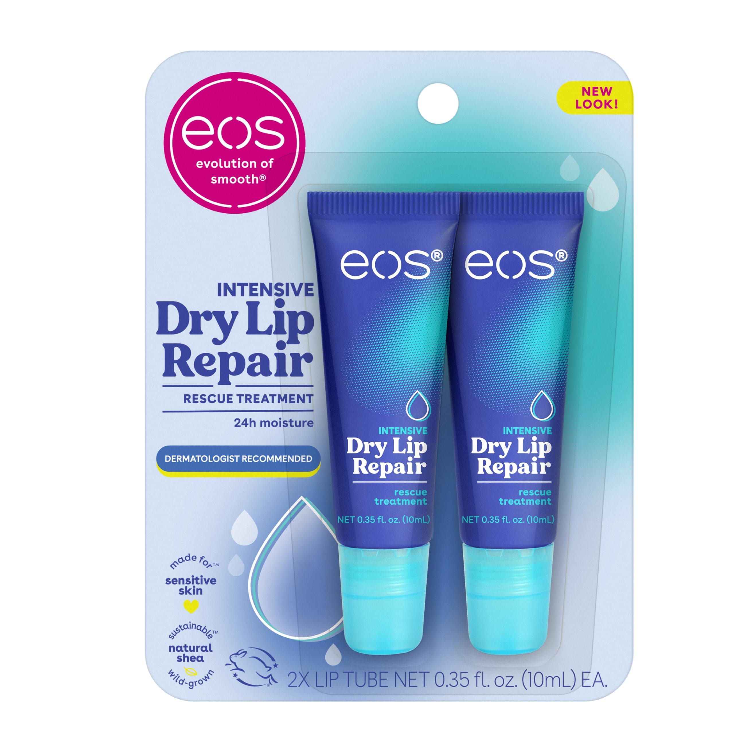 eos The Hero Lip Repair, Extra Dry Lip Treatment, 24HR Moisture, Natural Strawberry Extract, 0.35 fl oz, 2-Pack