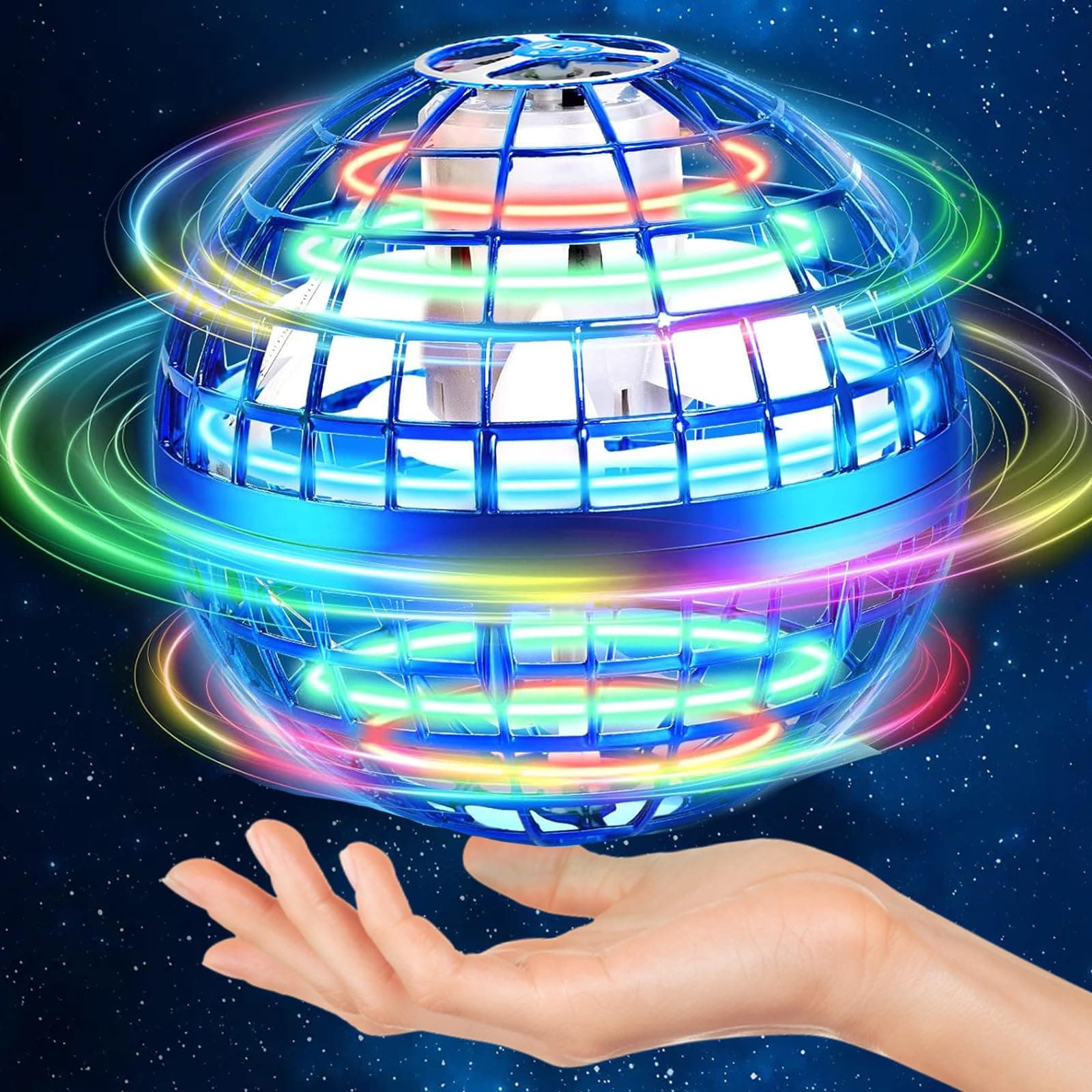 2023 Flying Orb Toy Hover Ball with RGB Light Magic Hand Controlled Floating Boomerang Ball Galactic Globe Cool Toys Gift for 6-10 Boys Girls Teens Kids - Blue