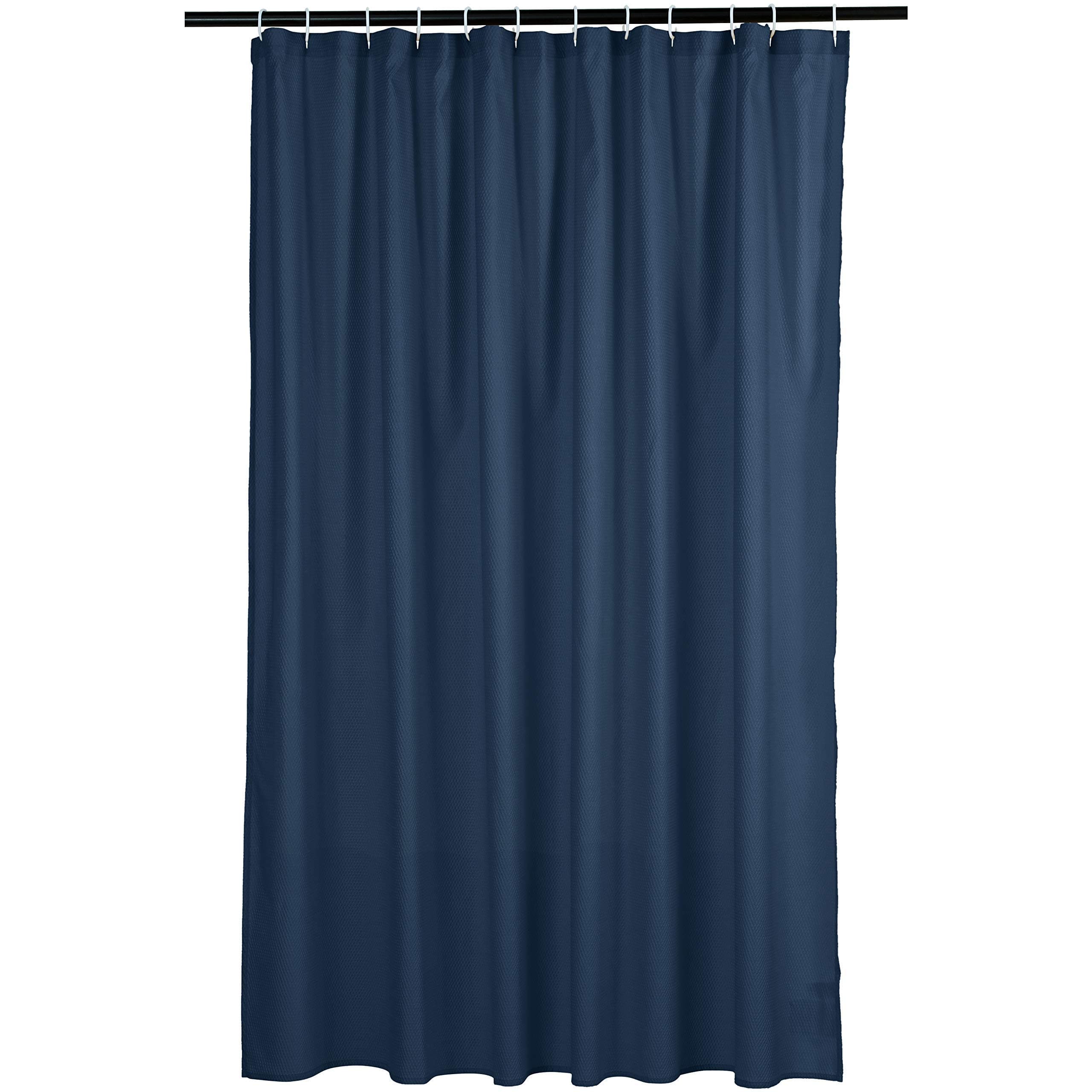 Waffle Texture Bathroom Shower Curtain - Navy Blue, 72 Inch