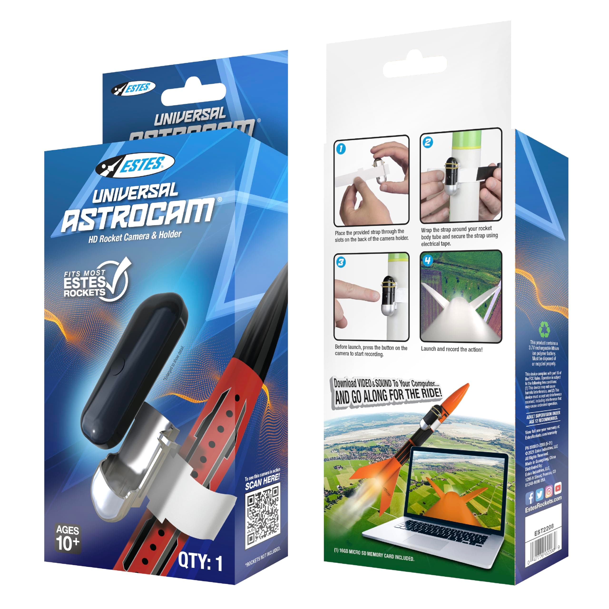 Estes 2208 Universal Astrocam HD Rocket Camera and Holder, Model-Rocket Camera, Rocket Model Kit Accessories for Ages 10+