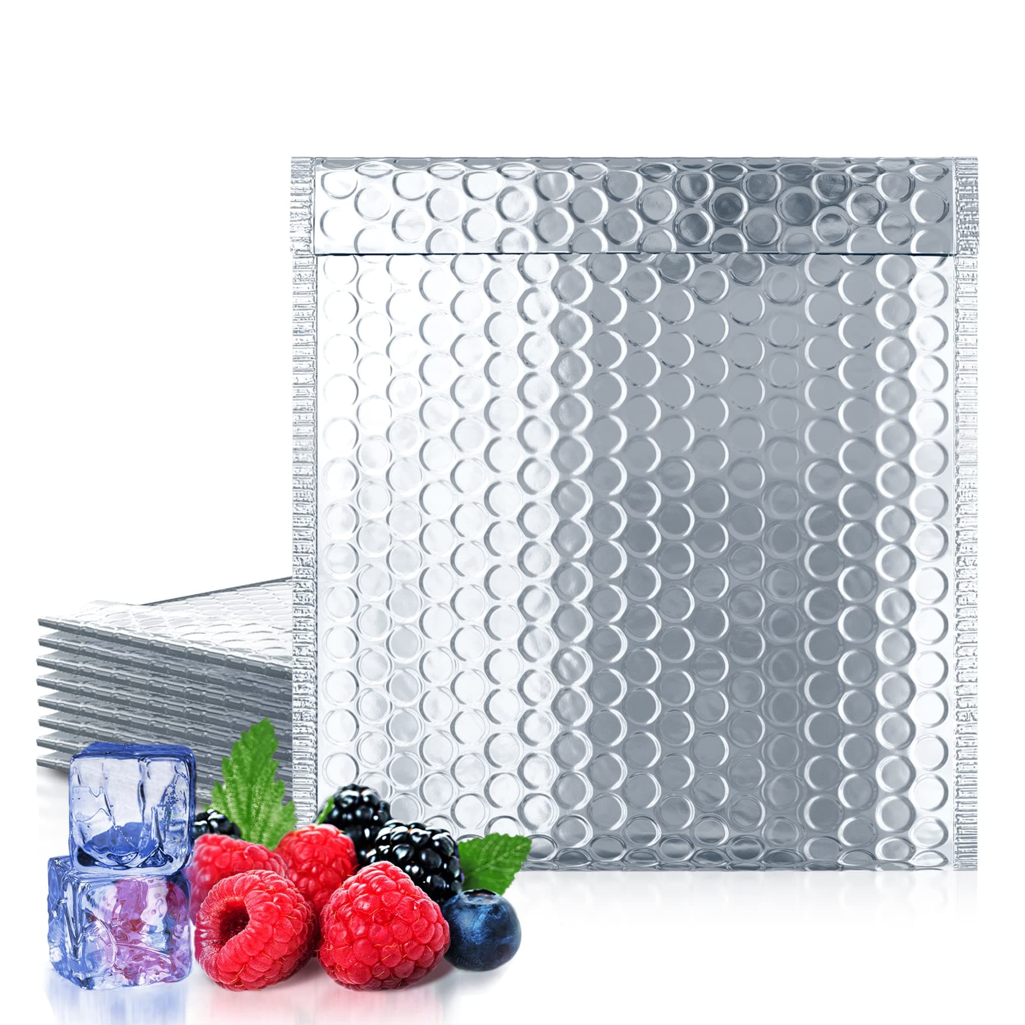 Silver Thermal Bubble Mailer, 6 x 6 Inches. 10 Pack Metallic Bubble Mailers. Self-Seal Metallic Bubble Envelope. Waterproof Insulated Shipping Envelopes for Food, Cosmetics