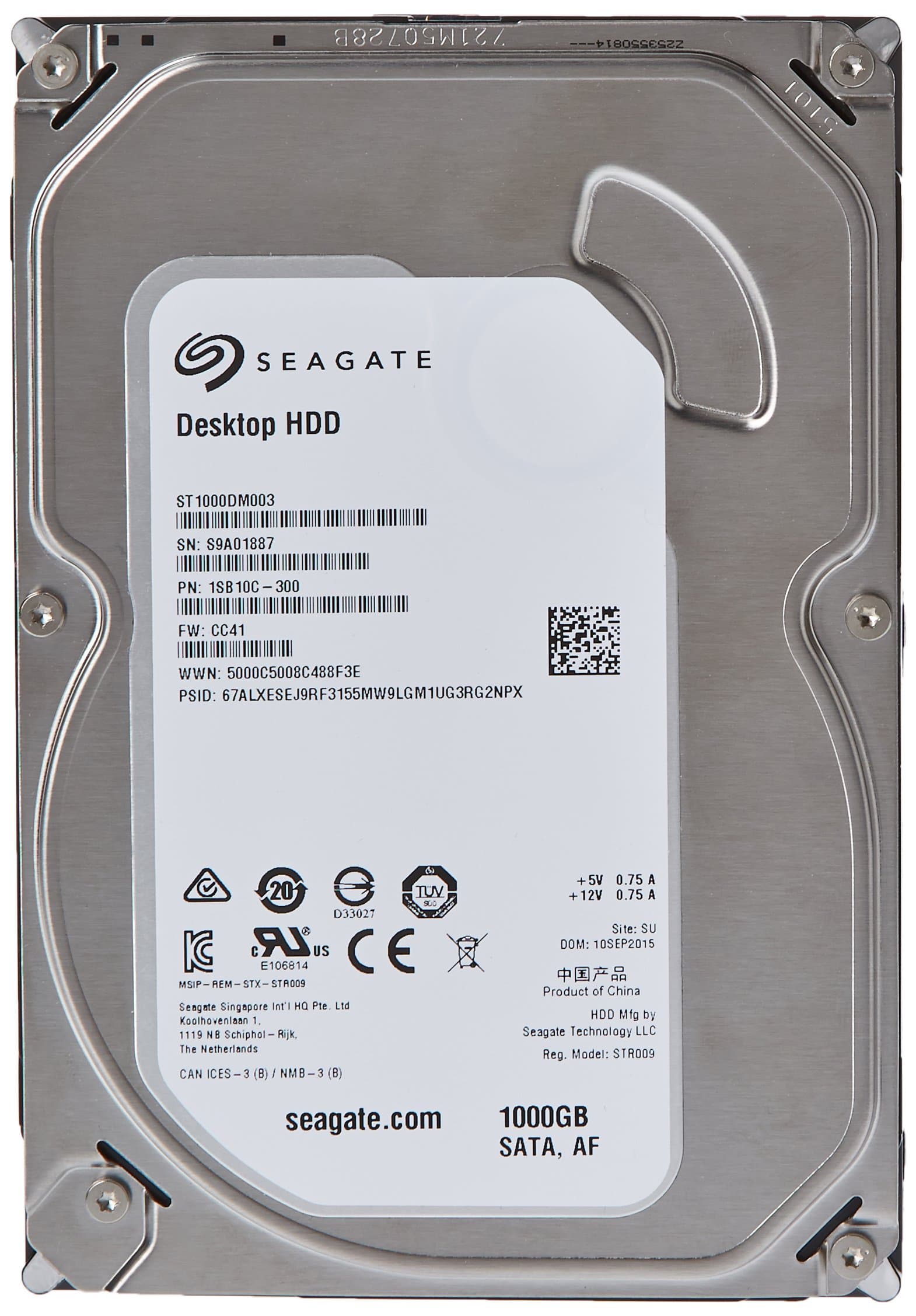 Seagate Barracuda ST1000DM003, 1TB SATA 3.5" Internal Hard Disk Drive - (6Gb/s, 7200rpm, 64MB Cache)