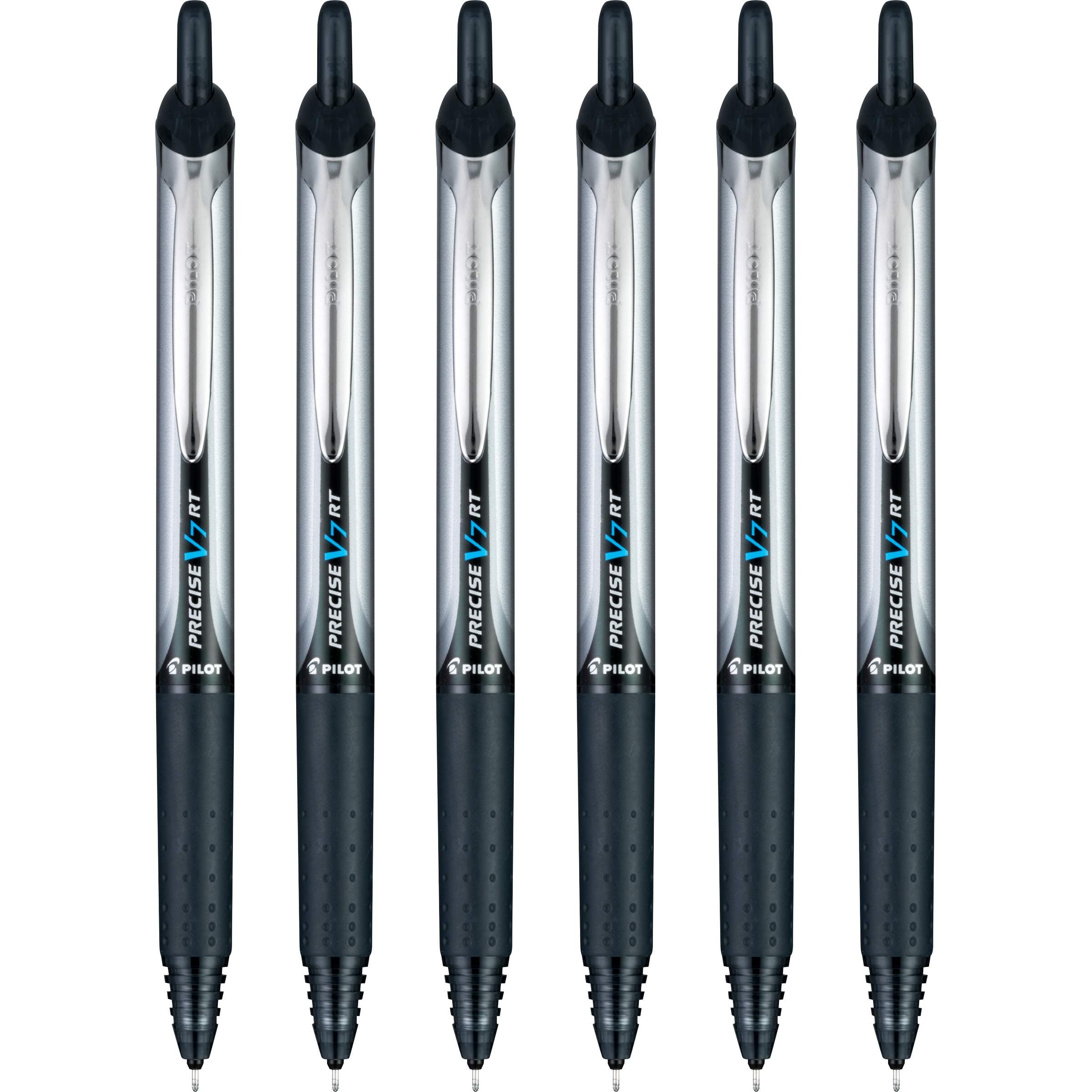 PILOT Pen 13616 Precise V7 RT Refillable & Retractable Liquid Ink Rolling Ball Pens, Fine Point (0.7mm) Black Ink, 6-Pack