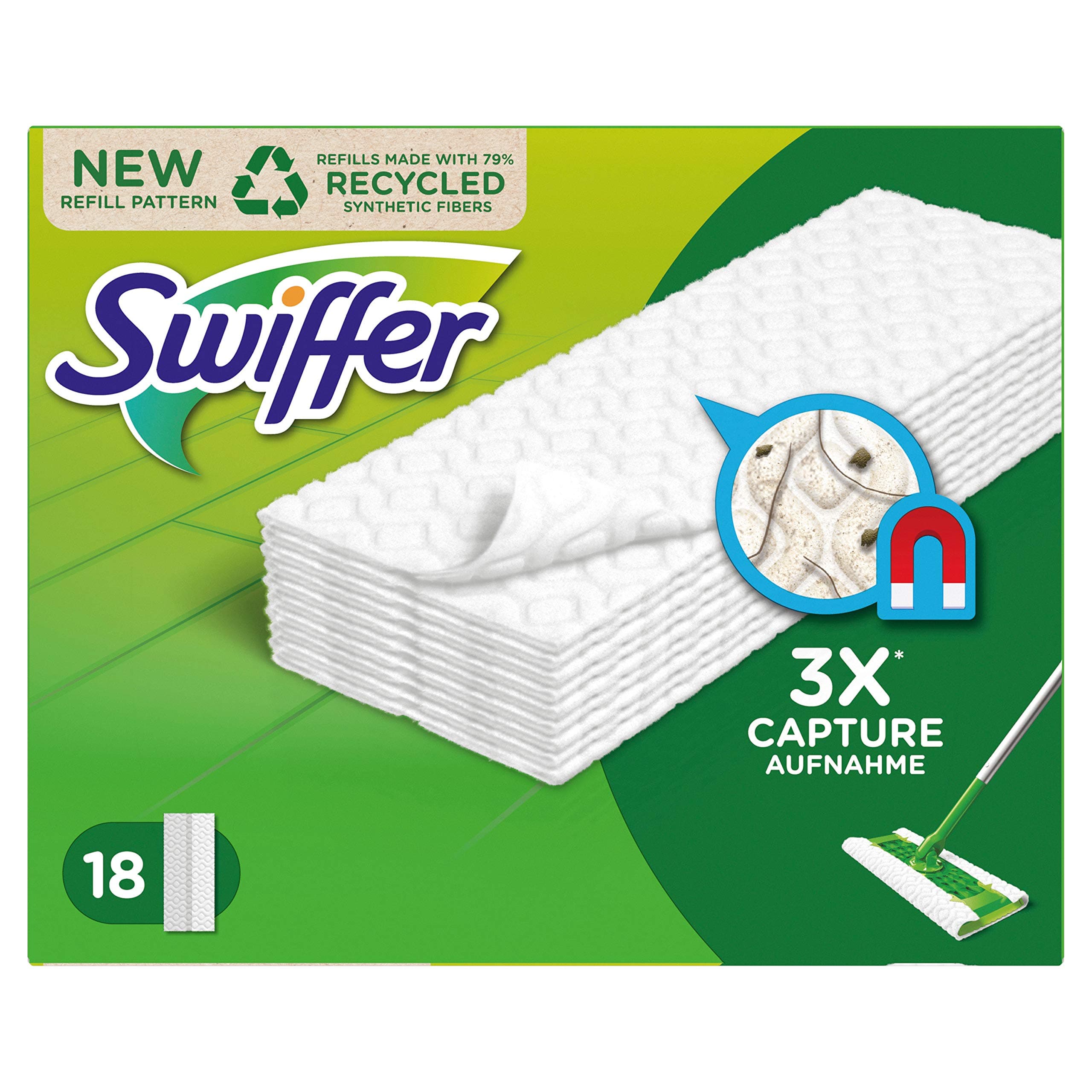 Floor Mop Floor Dusters Refill Pack 18 Wipes Ideal for Dust, Pet Hair and Allergens
