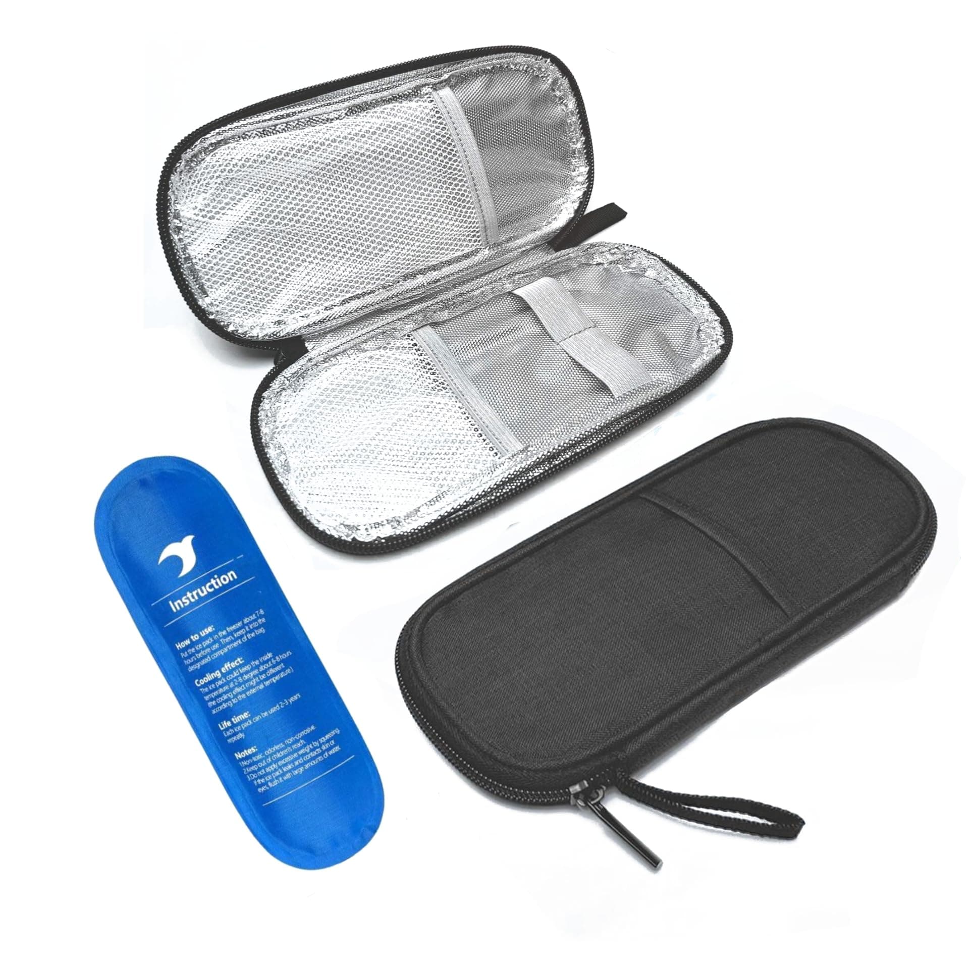Insulin Cooler Travel Case with one reuseable Ice Pack easy to Carry, Insulated Medication Organizer for diabetic people. Insulin carrying case for Insulin Pens, Syringe and all items