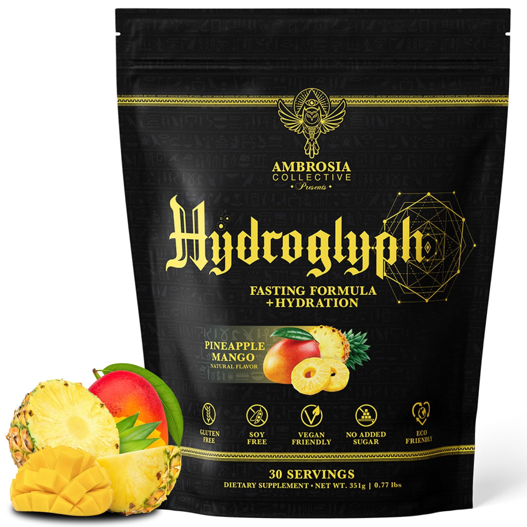 Fasting Electrolytes Powder | EAA Amino Acids, BCAA & HMB | Sugar Free Hydration with Coconut Water | Vegan, Gluten Free | 30 Servings | Pineapple Mango