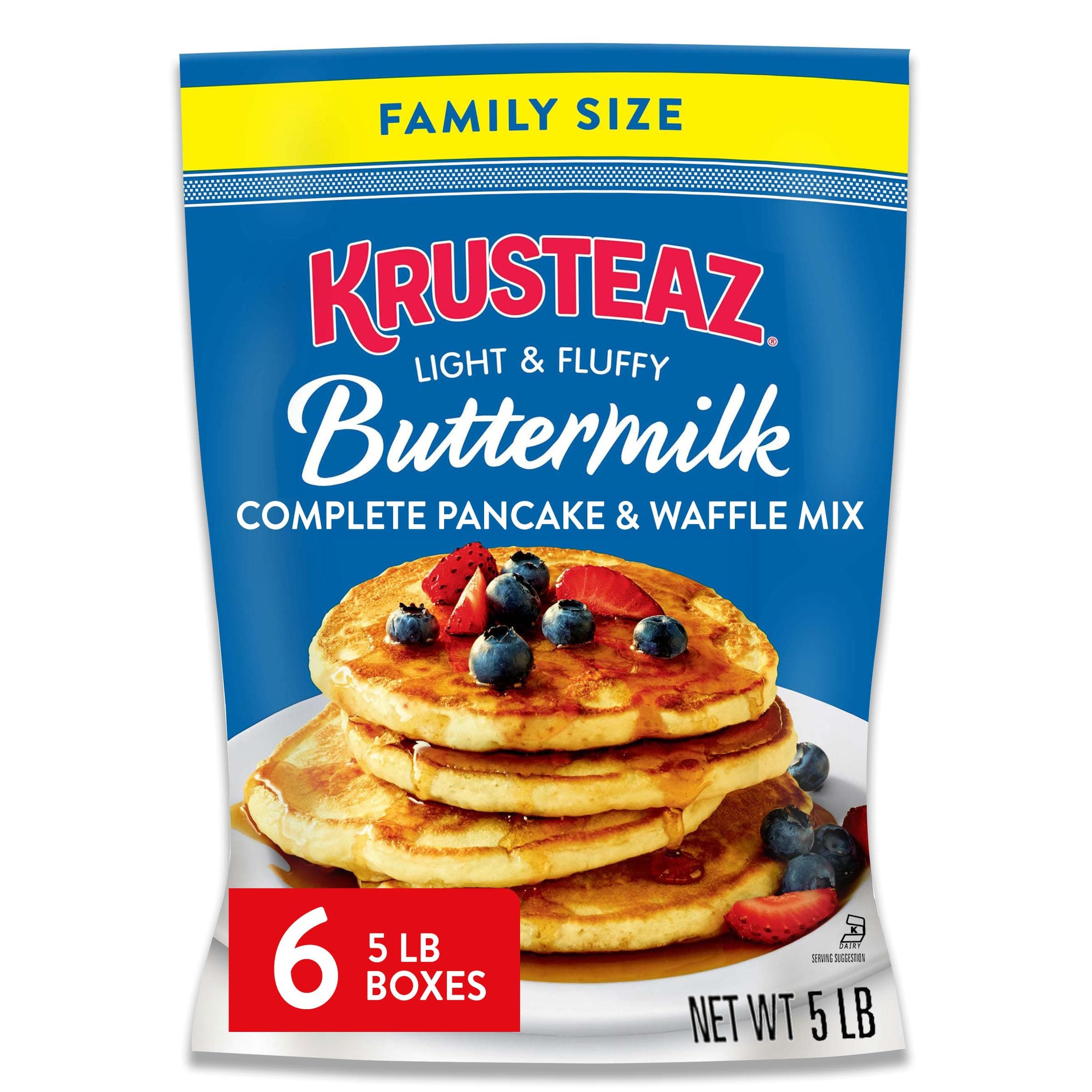 Complete Buttermilk Pancake and Waffle Mix, Light & Fluffy, 5 lb Bags (Pack of 6)