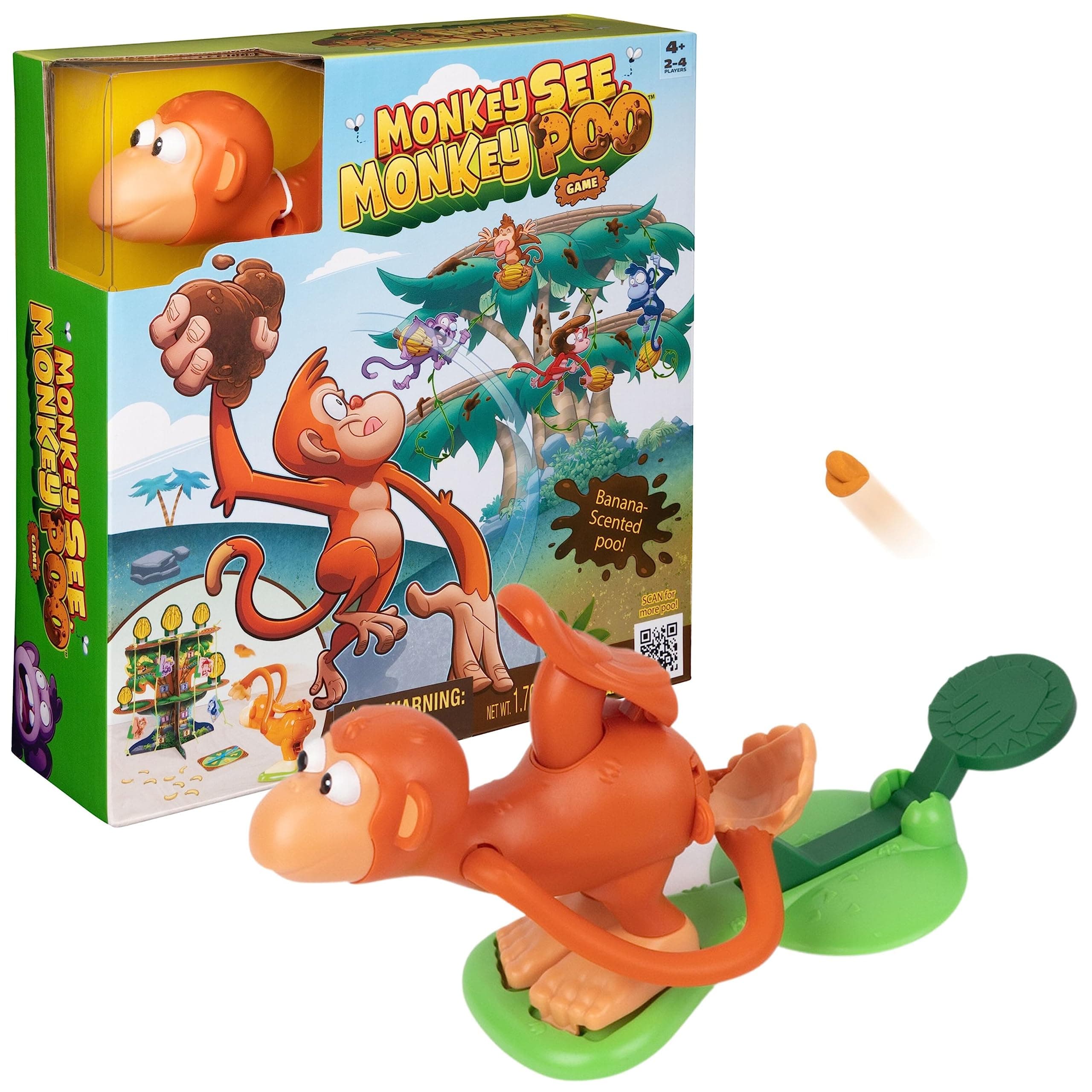 Spin Master Games, Monkey See Monkey Poo Game, Fun Games, Sensory Toys, Family Games, Funny Gifts, Christmas Gifts for Kids, for Ages 4+